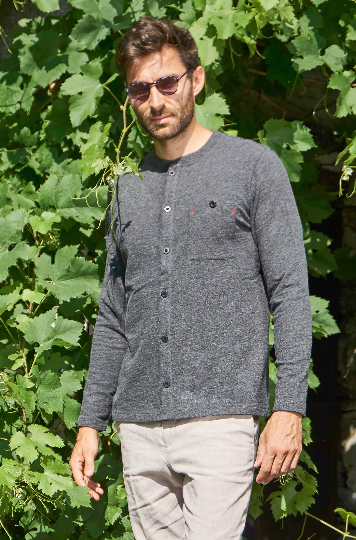 Alpaka Strickjacke GERSON aus Baumwolle und Royal Alpaka-anthrazit