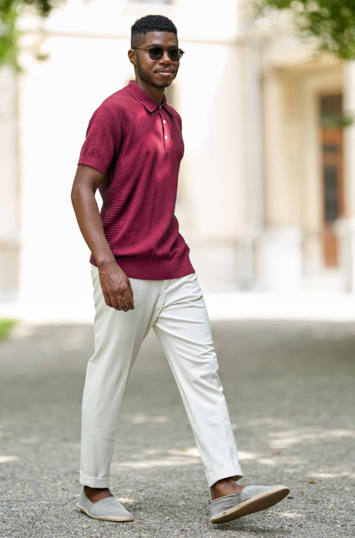 Polo Shirt SIMRON aus Royal Alpaka-Baumwoll-Mix-merlotrot