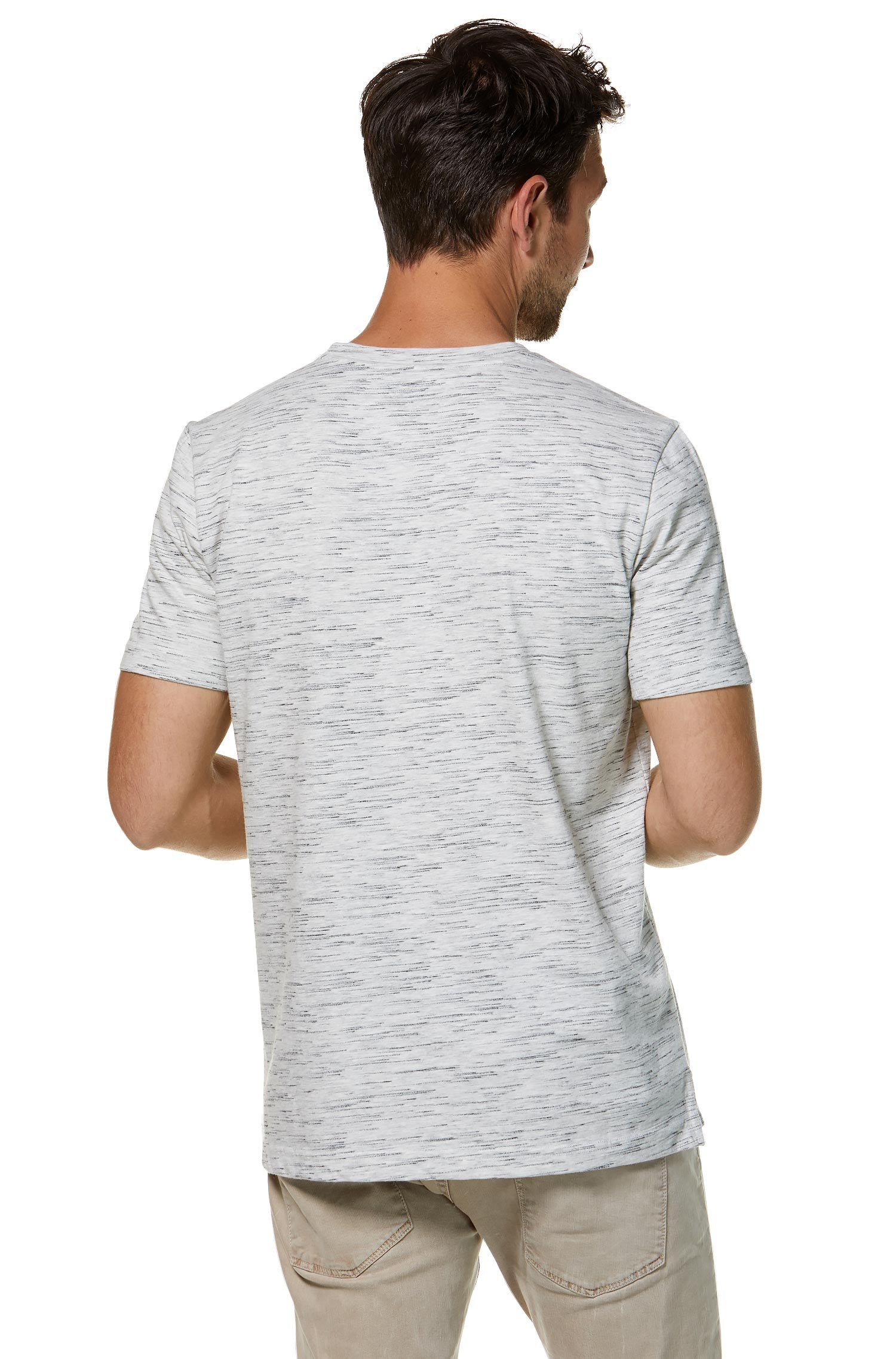 T-Shirt RUNDHALS mit Royal Alpaka-Baumwoll-Mix-silbergrau/schwarz
