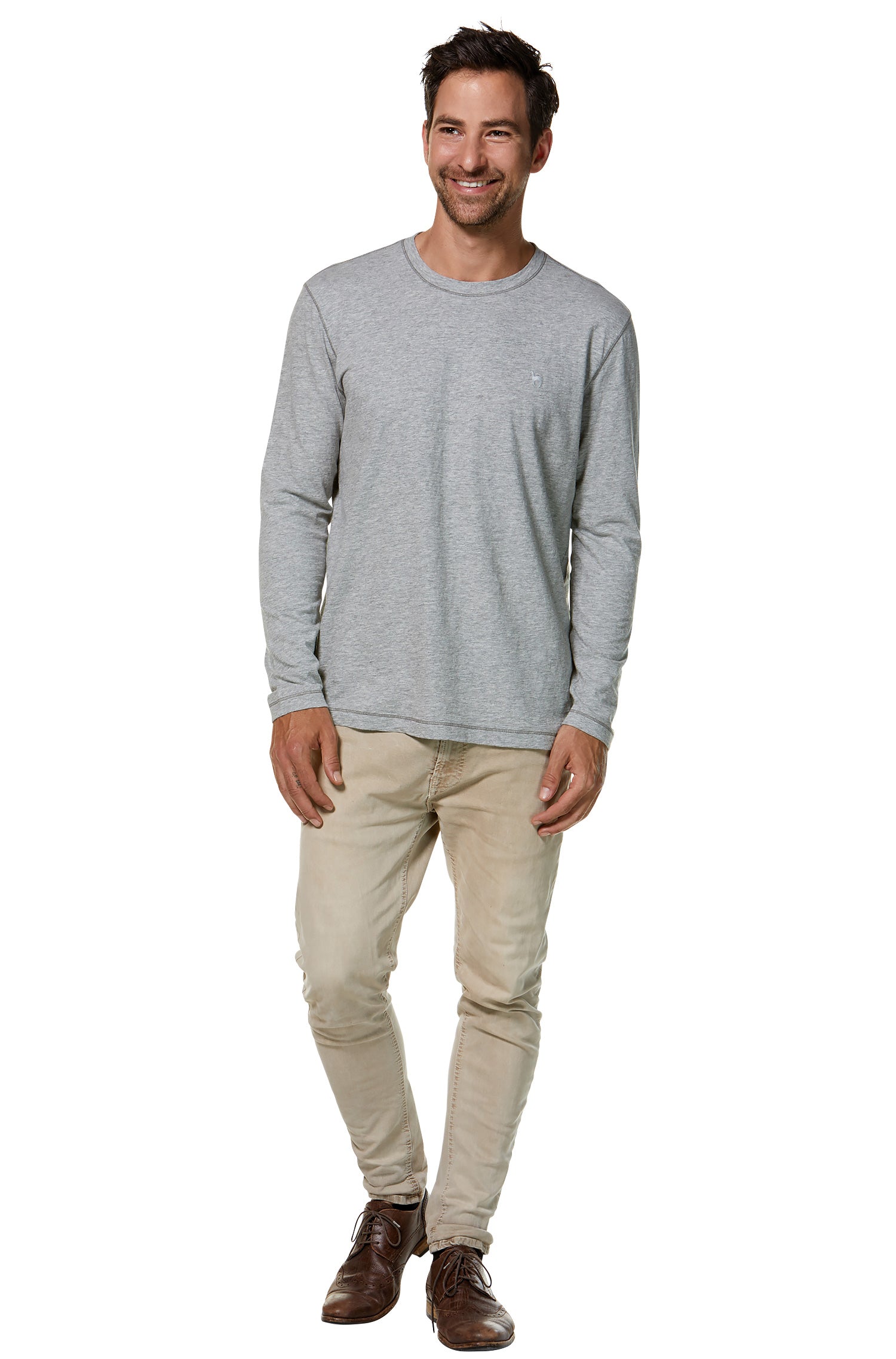 Longsleeve Shirt MATEO aus Royal Alpaka-Baumwoll-Mix-silbergrau