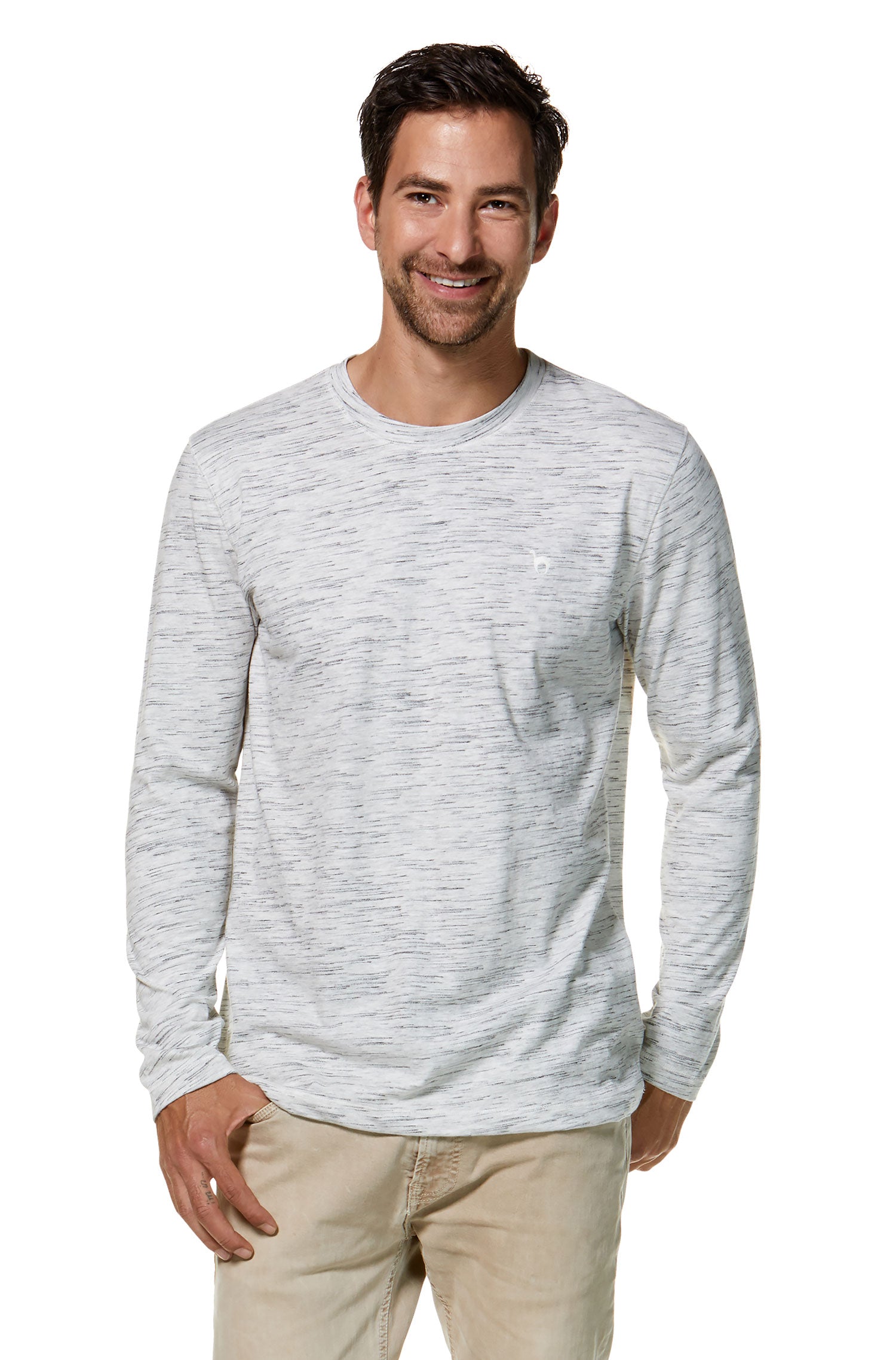 Longsleeve Shirt MATEO aus Royal Alpaka-Baumwoll-Mix-silbergrau/schwarz