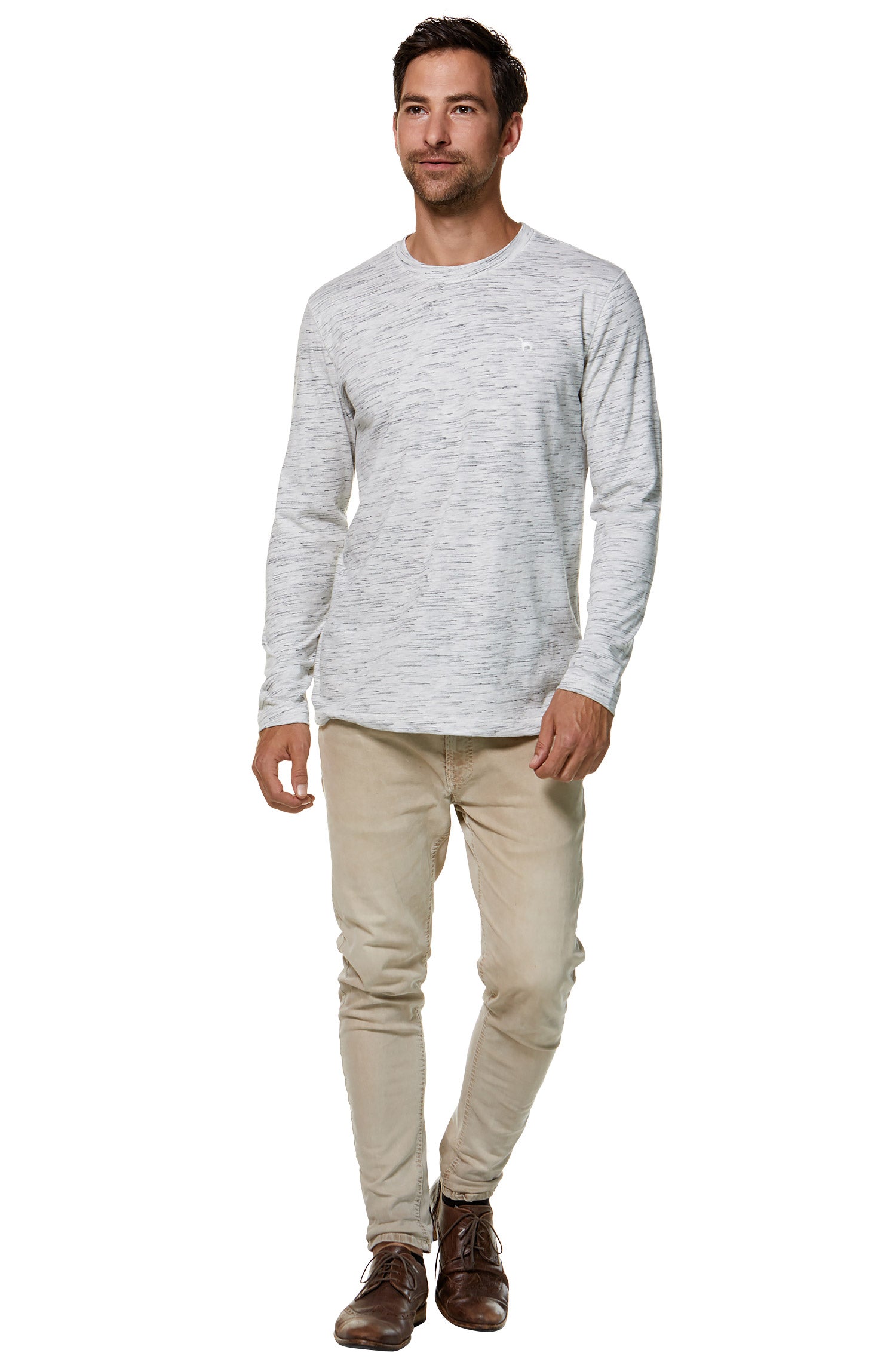 Longsleeve Shirt MATEO aus Royal Alpaka-Baumwoll-Mix-silbergrau/schwarz