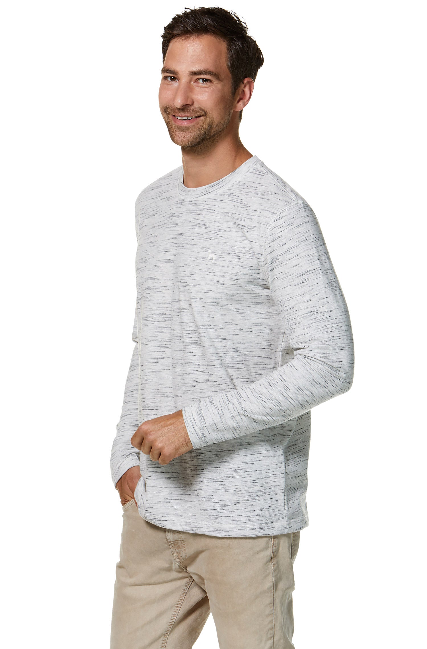 Longsleeve Shirt MATEO aus Royal Alpaka-Baumwoll-Mix-silbergrau/schwarz