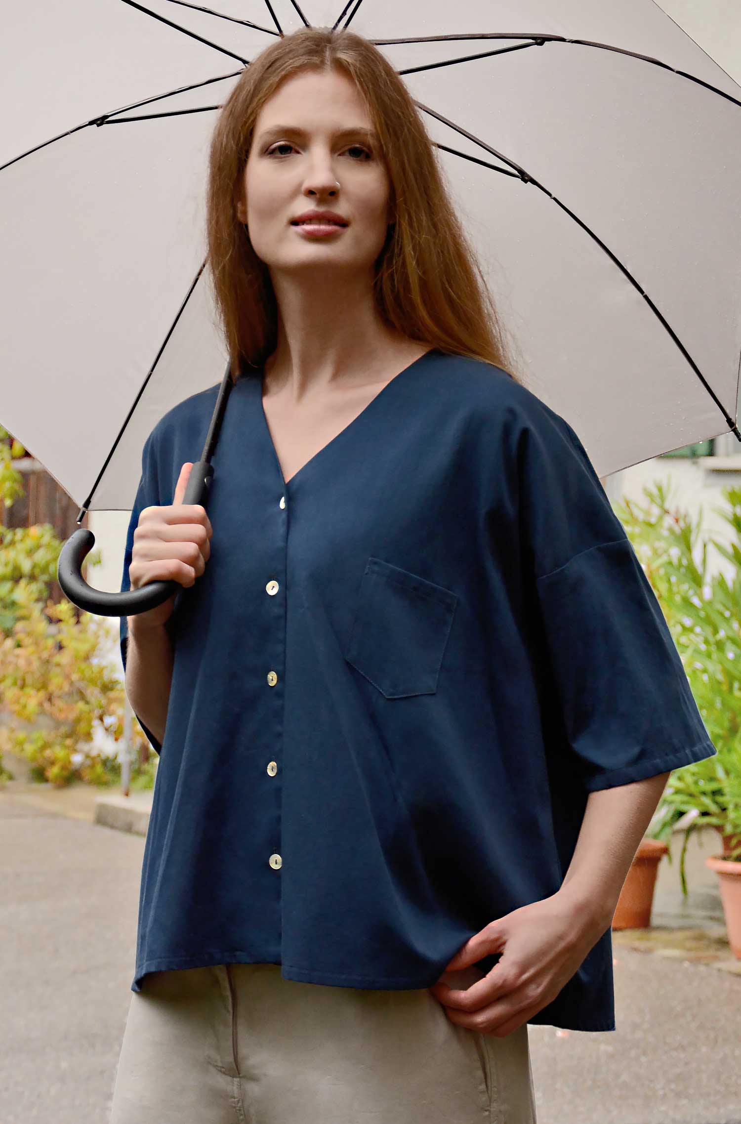 Blusenhemd ARIS aus 100% Bio-Pima-Baumwolle-blau