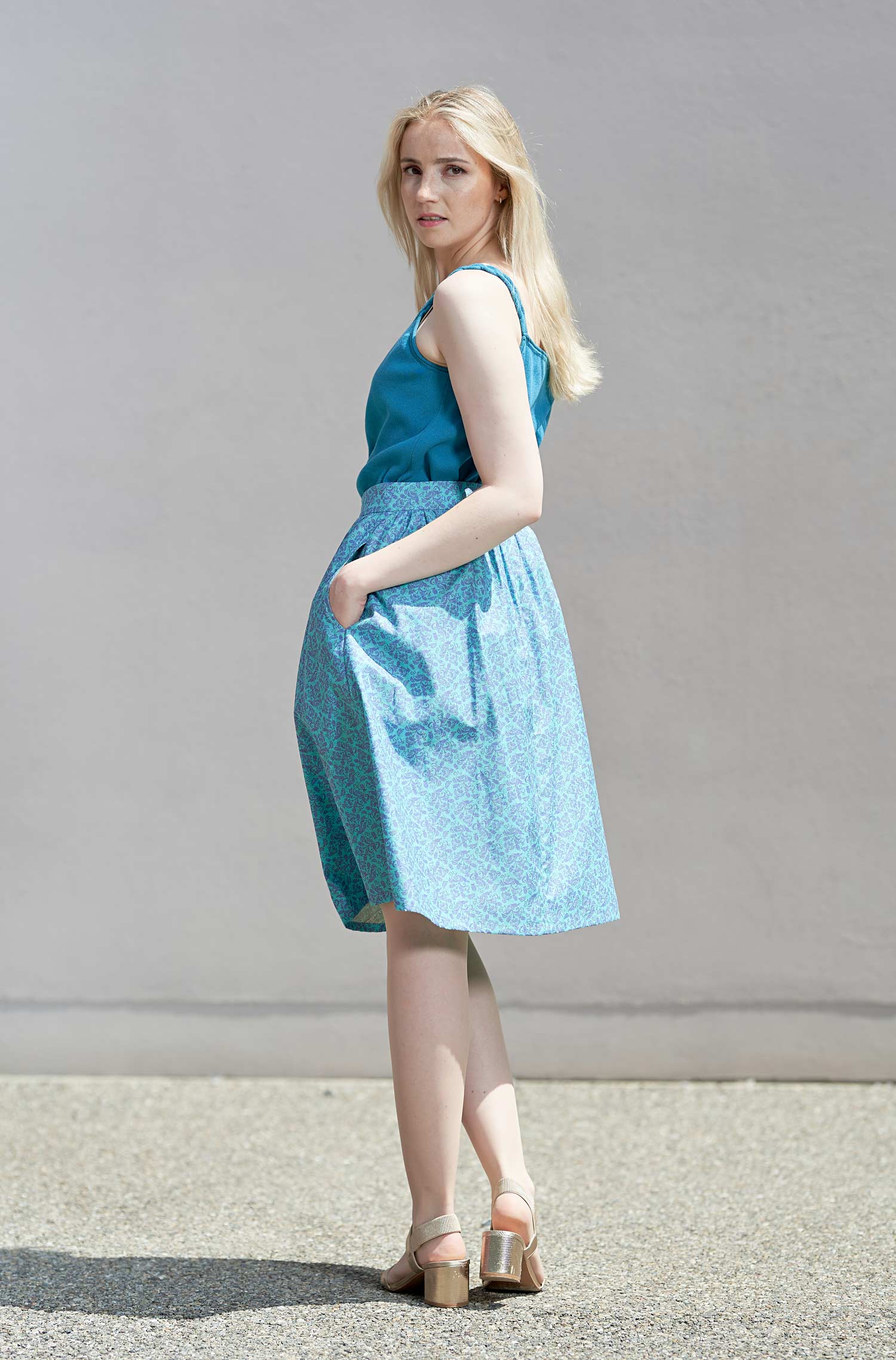 Rock ANTONIA aus 100% Bio Pima Baumwolle-türkis/lila