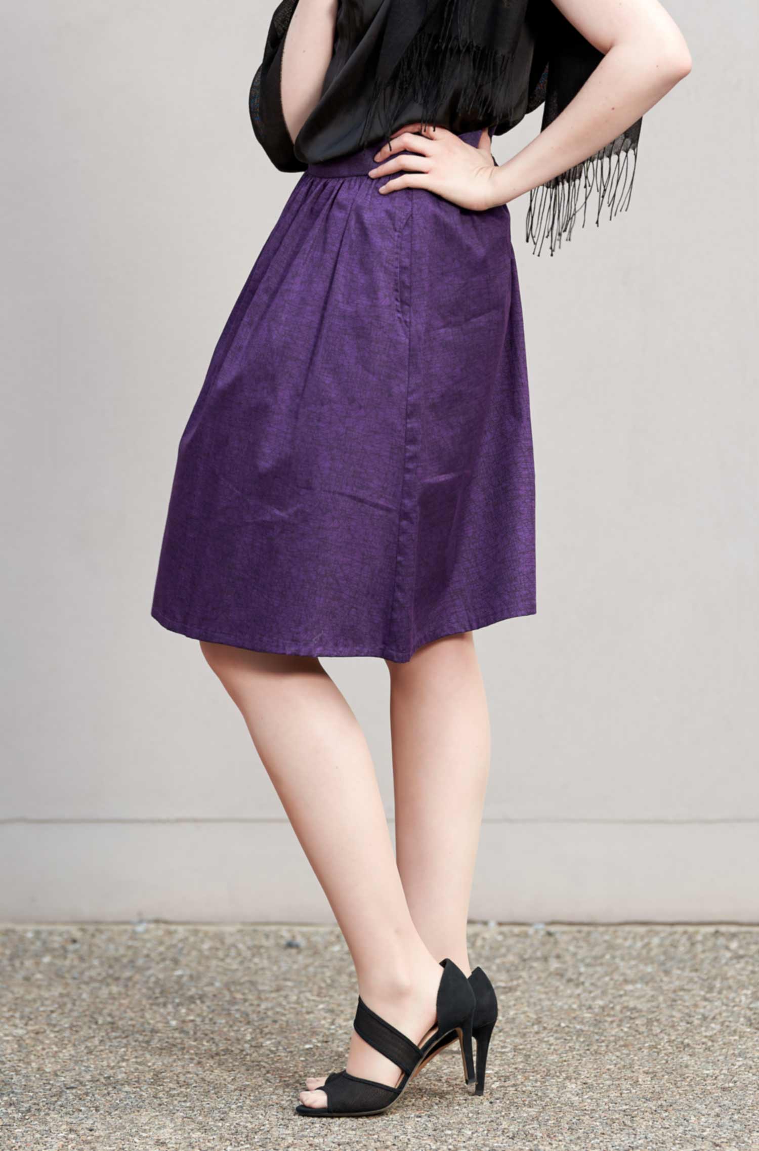 Rock ANTONIA aus 100% Bio Pima Baumwolle-violett/schwarz