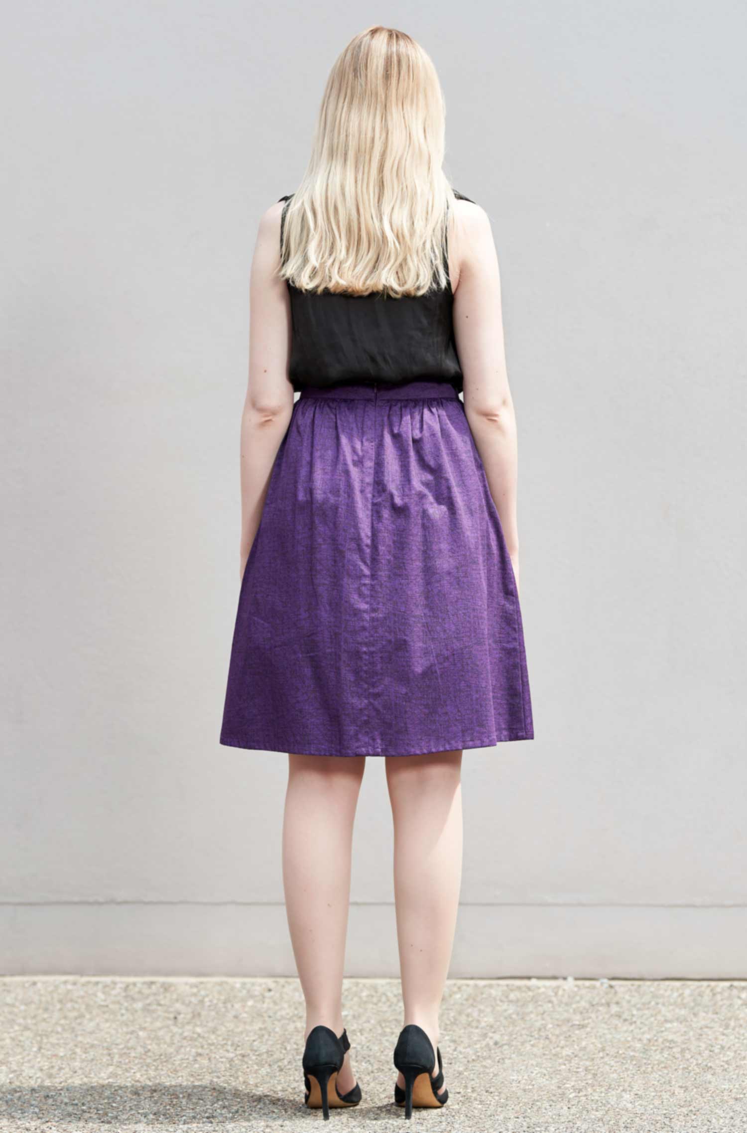 Rock ANTONIA aus 100% Bio Pima Baumwolle-violett/schwarz