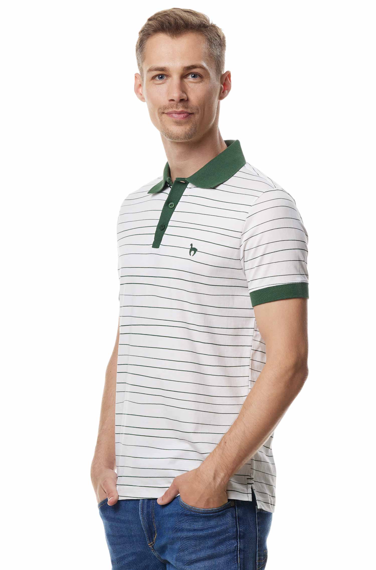 Polo Shirt LINEAS aus 100% Bio-Pima-Baumwolle-waldgrün