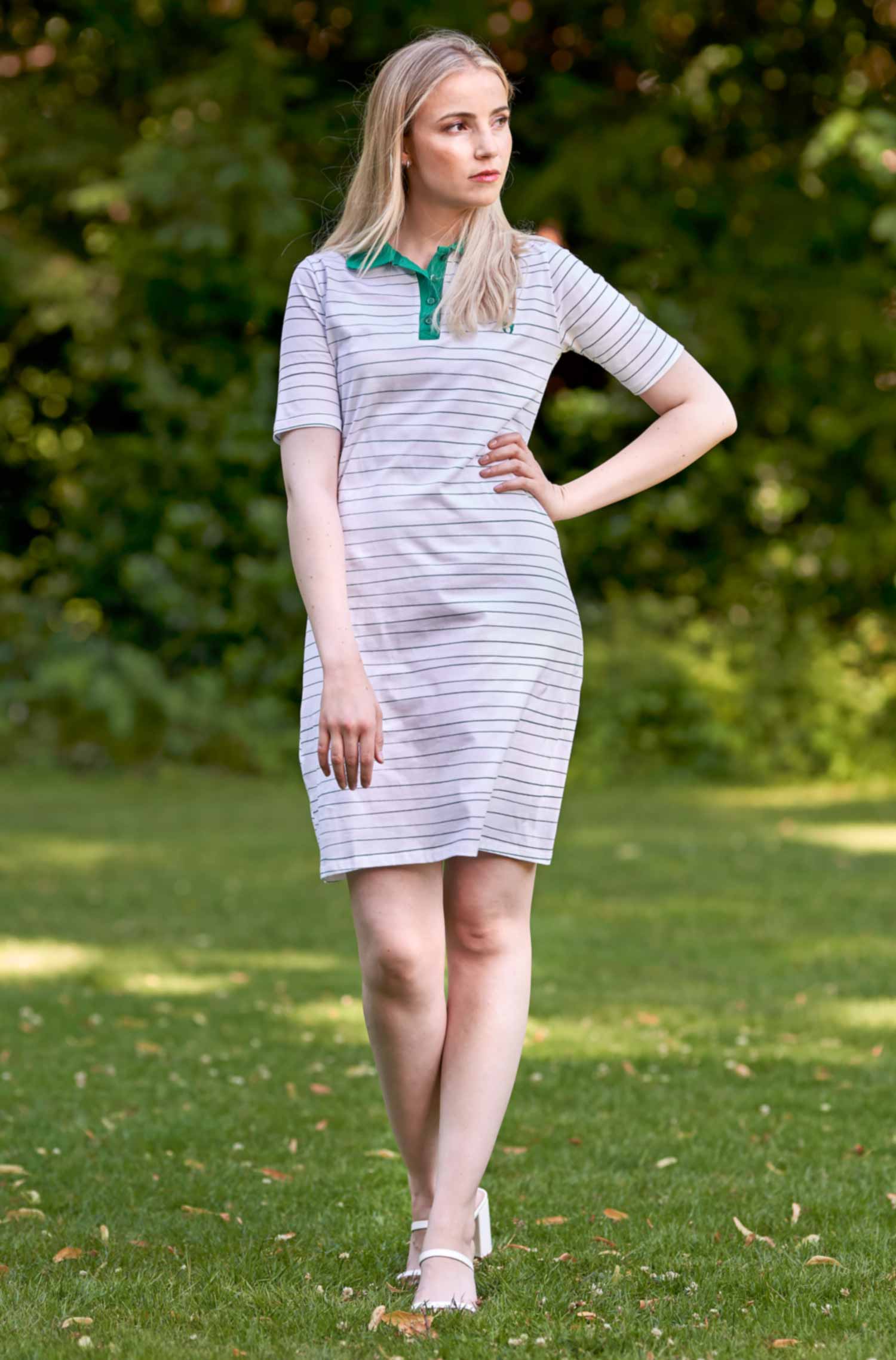 Polo Kleid LINEAS aus 100% Pima Bio Baumwolle-sommergrün