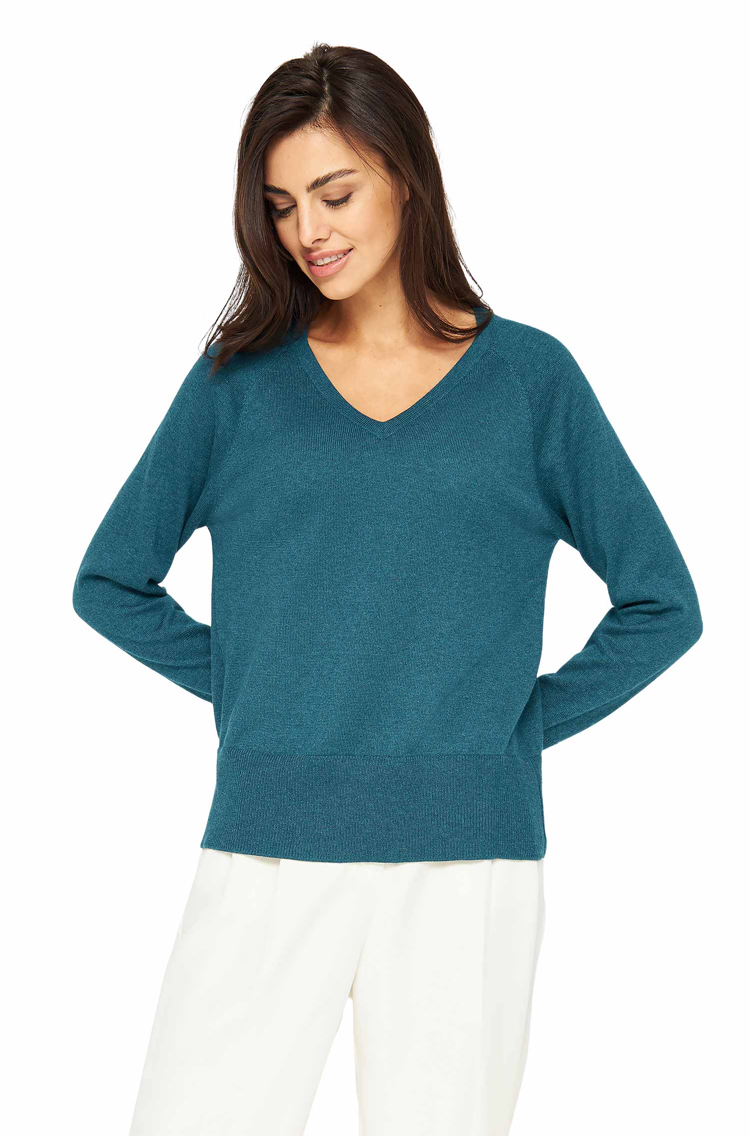 Pullover AURELIA aus Baby-Alpaka-Baumwoll-Mix-laguna