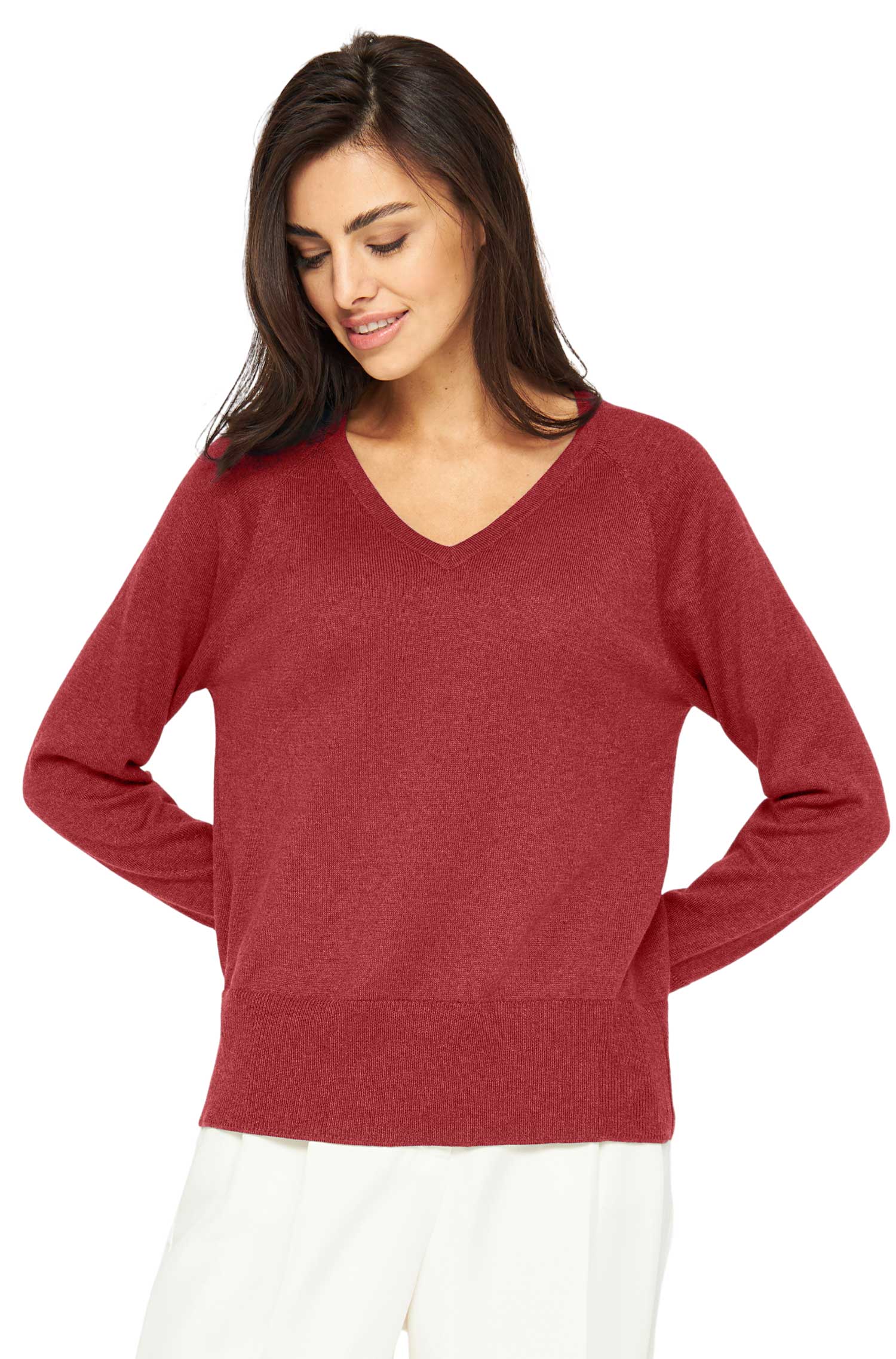 Pullover AURELIA aus Baby-Alpaka-Baumwoll-Mix-sienna rot