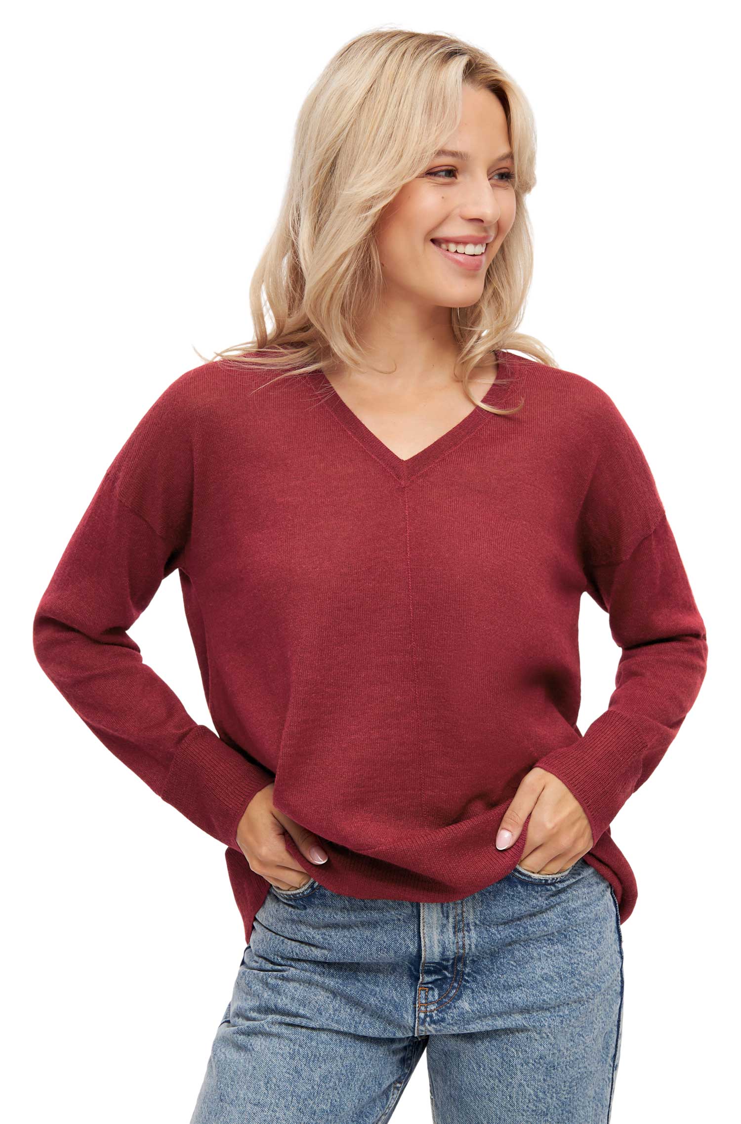 Pullover AMBRA aus Baby-Alpaka-Baumwoll-Mix-sienna rot