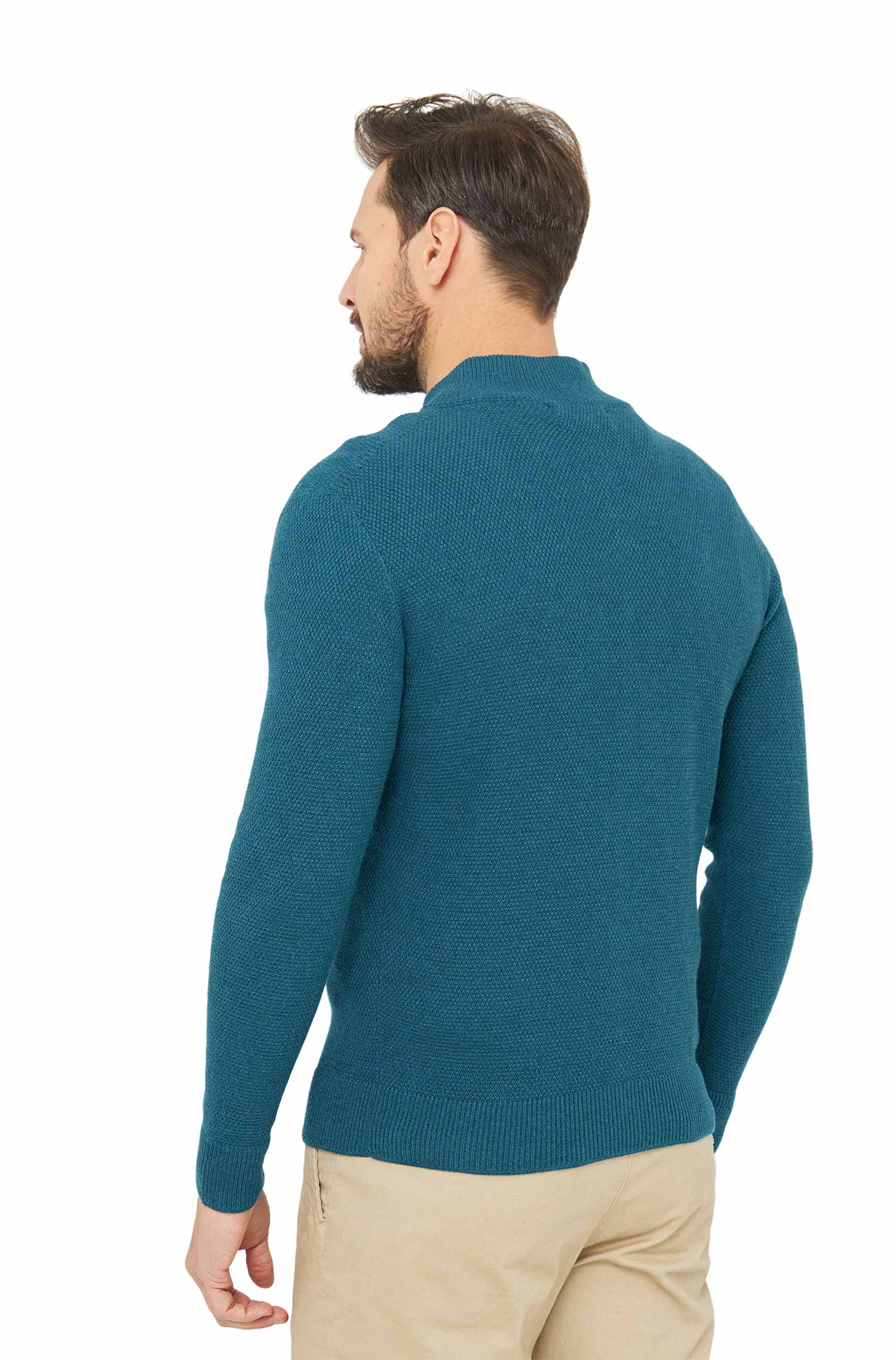 Strickjacke ALAYO mit Zipper aus Baby-Alpaka-Baumwoll-Mix-laguna