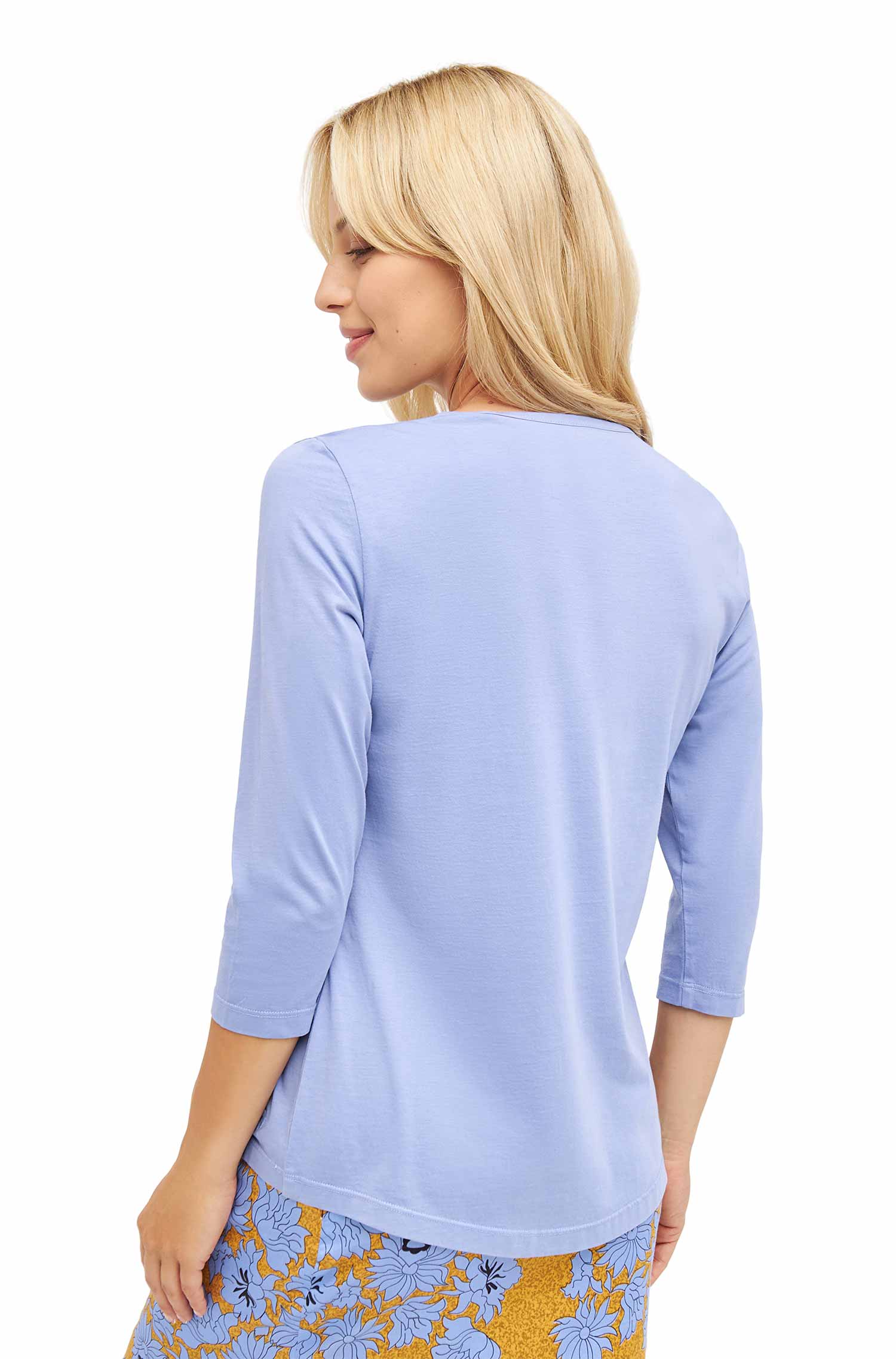 T-Shirt mit 3/4 Arm aus 100% Bio-Pima-Baumwolle-purple pastel