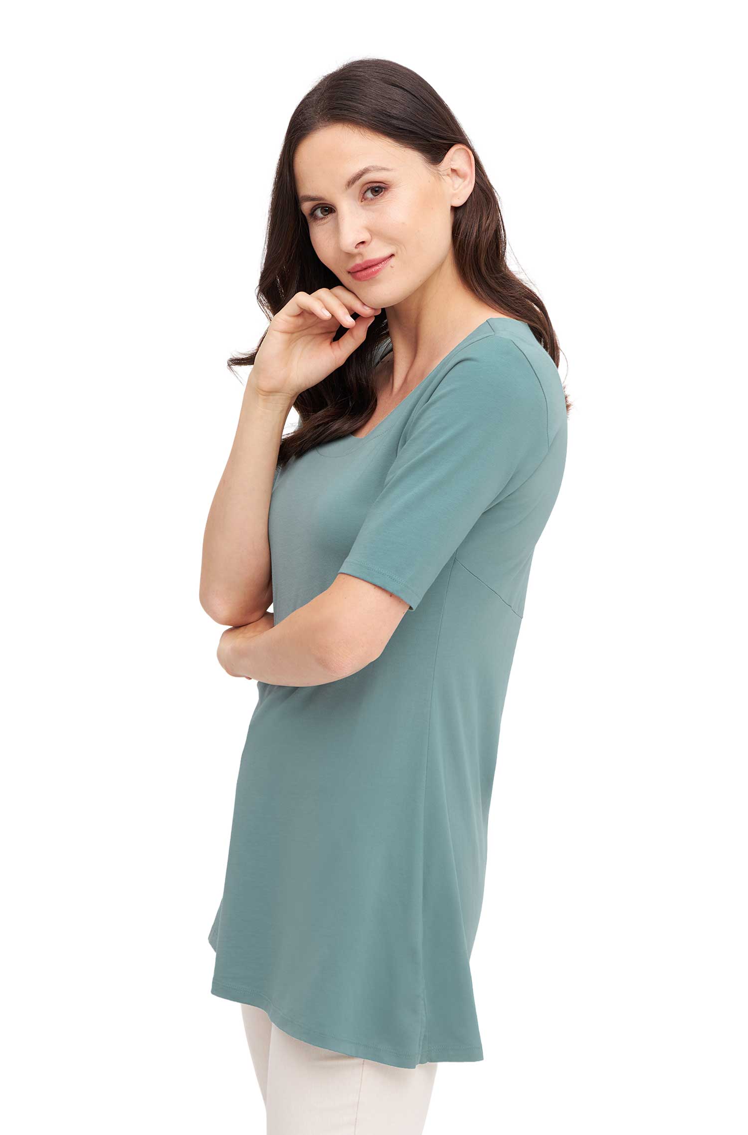 SELINA Tunika-Shirt aus 100% Bio-Pima-Baumwolle-aqua jade