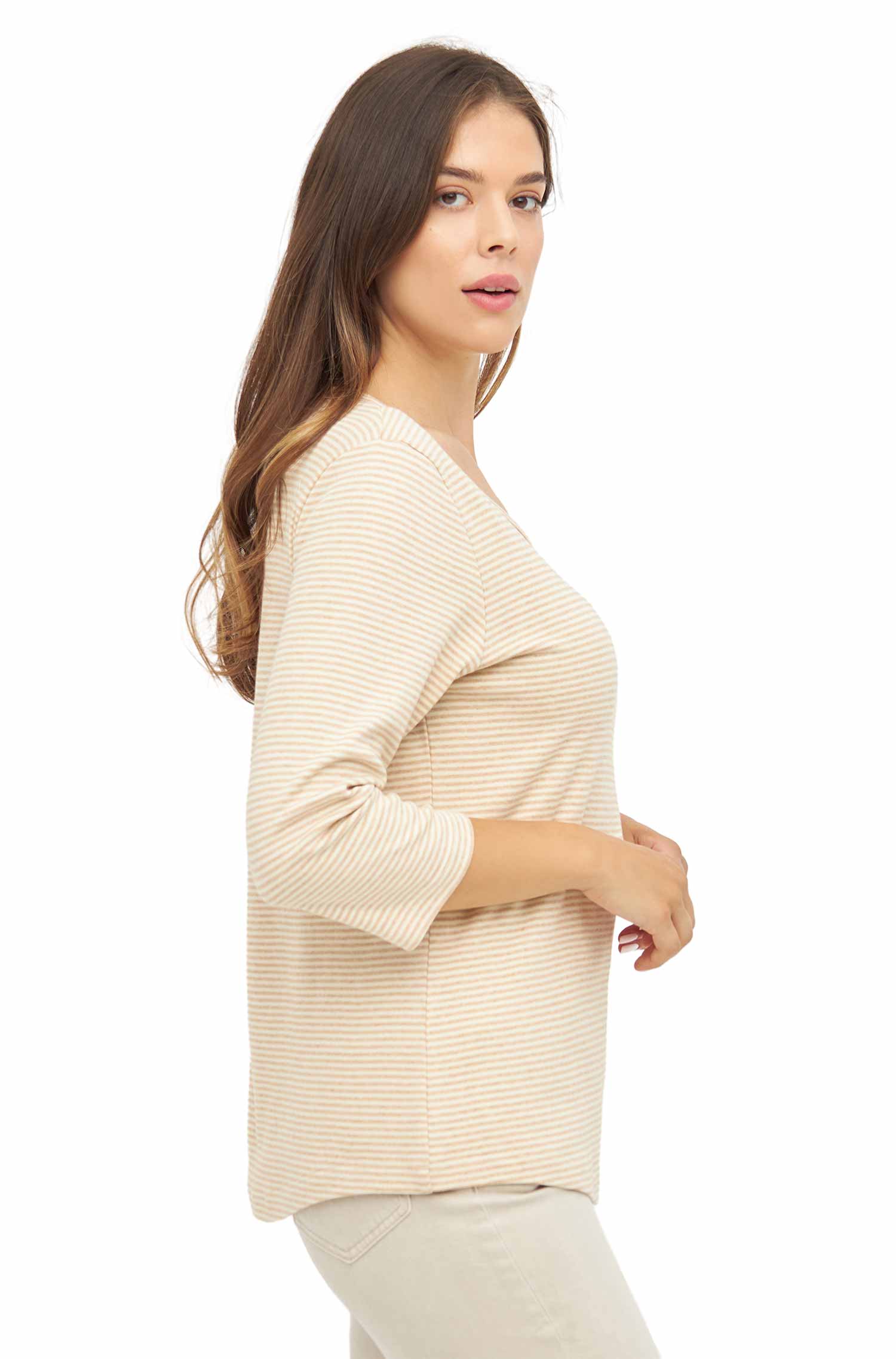 Damen Shirt NATIVO mit 3/4 Arm aus Nativo- und Pima-Baumwolle-elfenbein/beige