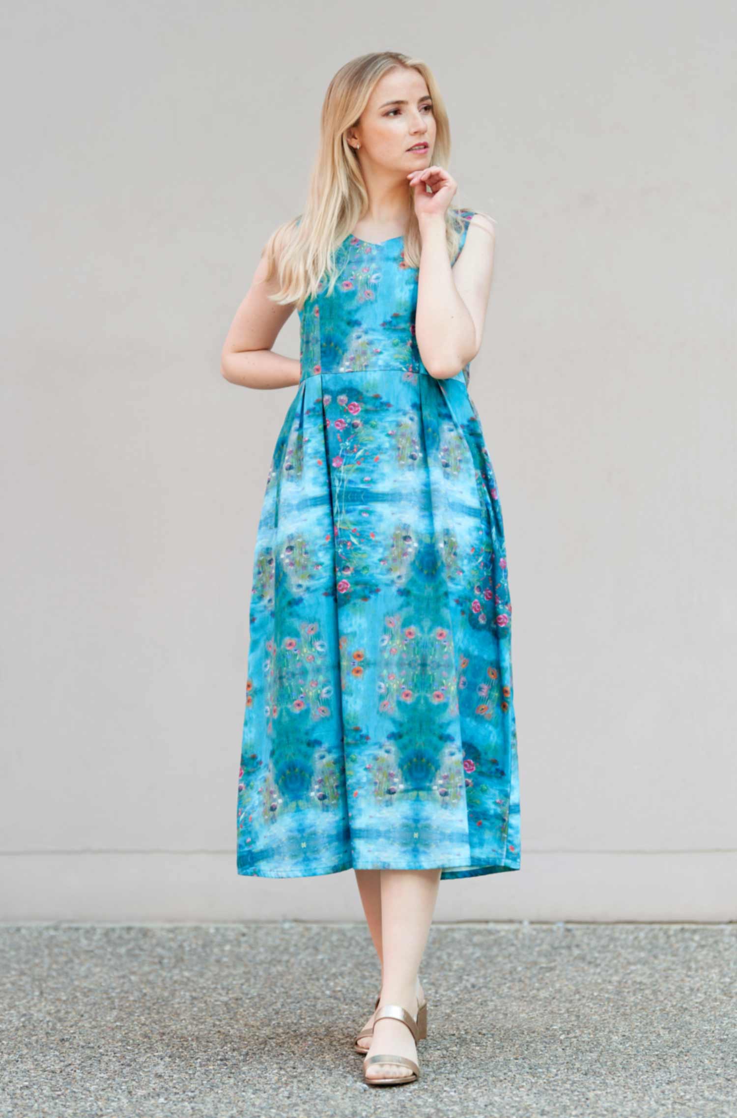 Kleid ARABELLA aus 100% Bio-Pima-Baumwolle-paradise blue