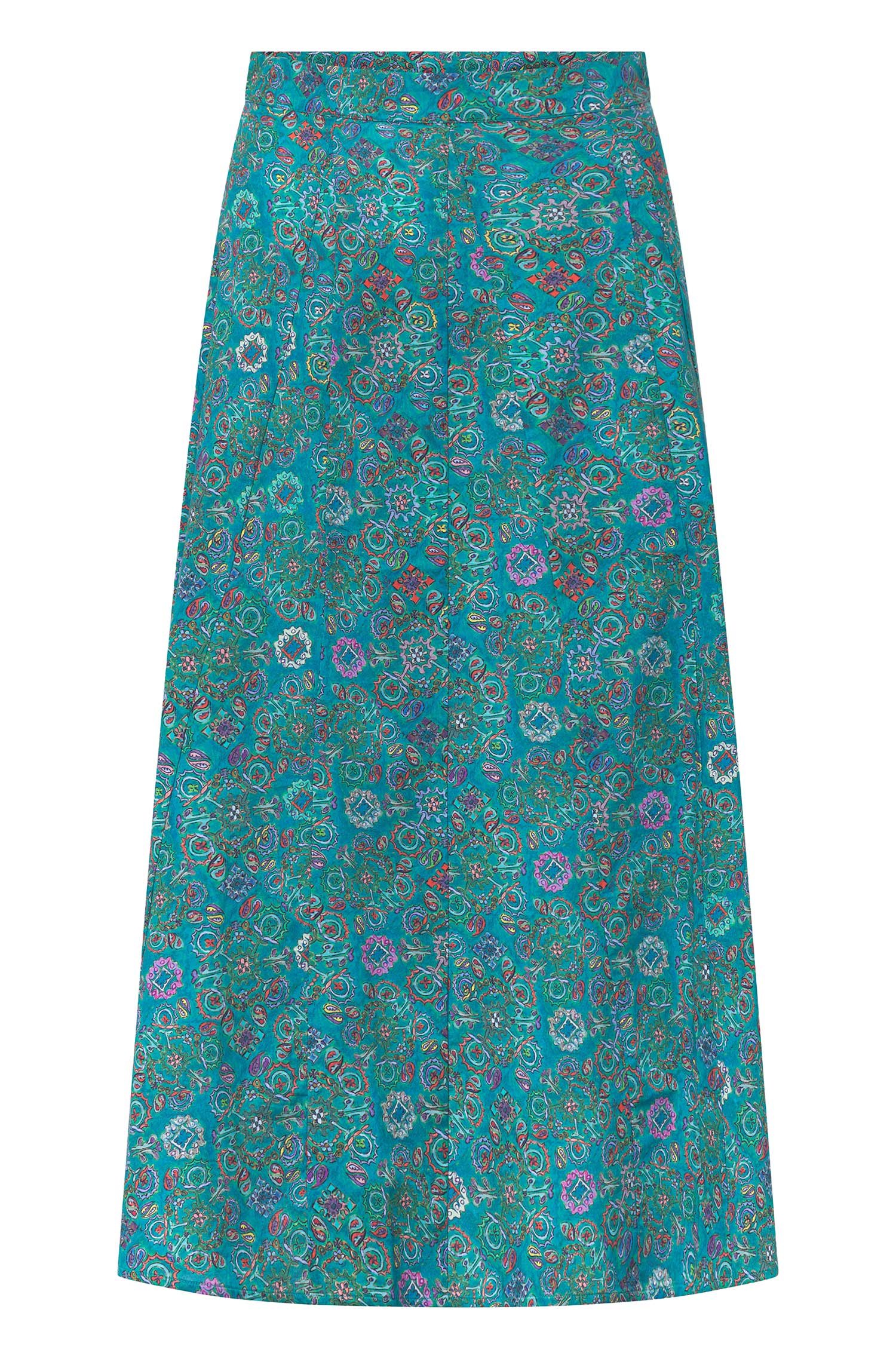 Maxi-Rock FLORAL ETHNO aus Bio-Pima-Baumwolle-turquoise