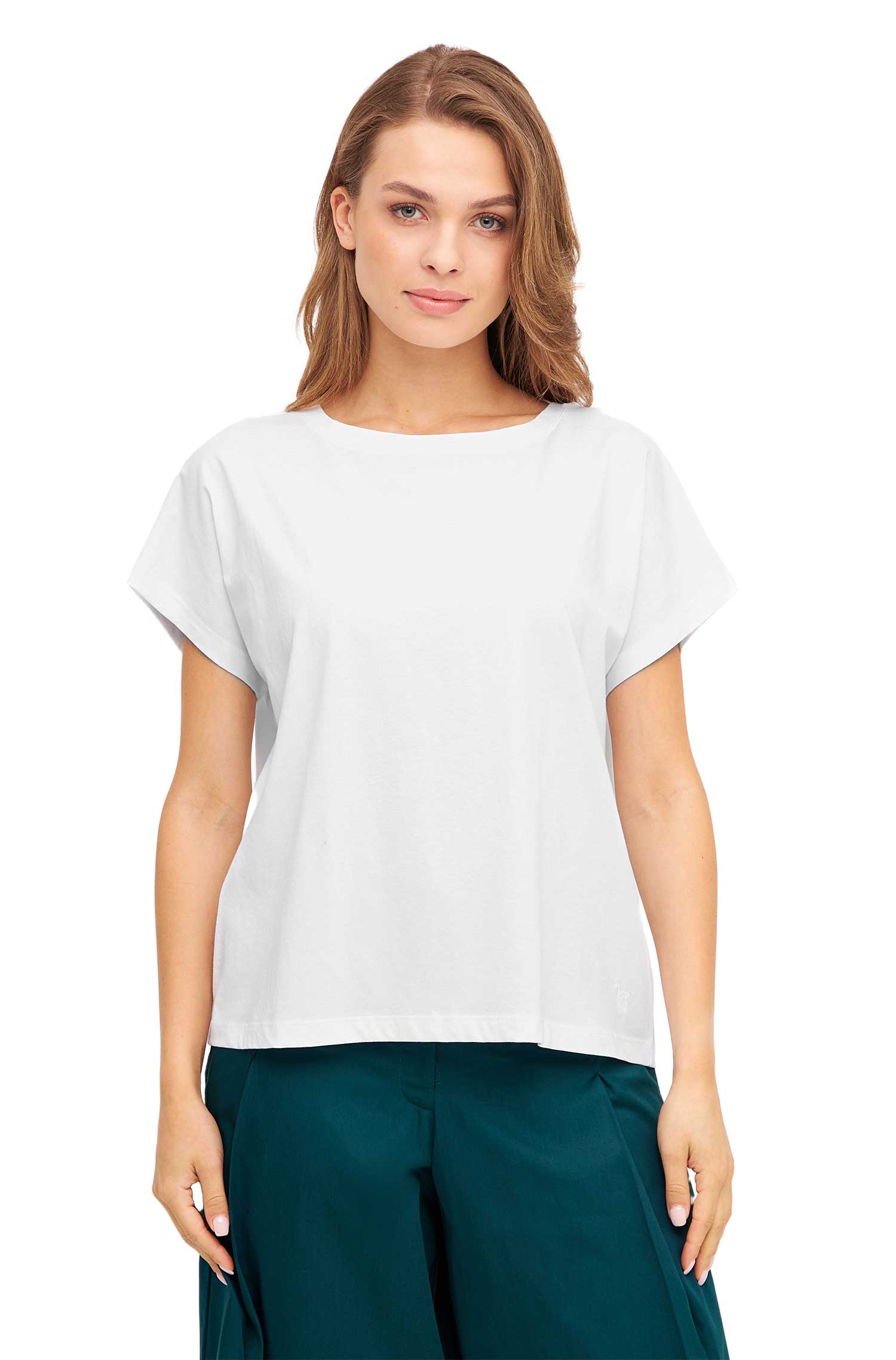 T-Shirt BOXY aus Bio-Pima-Baumwolle-weiss