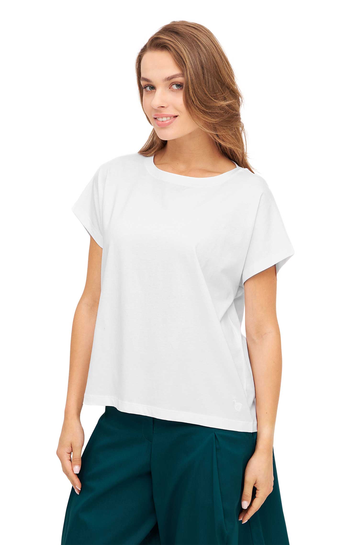 T-Shirt BOXY aus Bio-Pima-Baumwolle-weiss