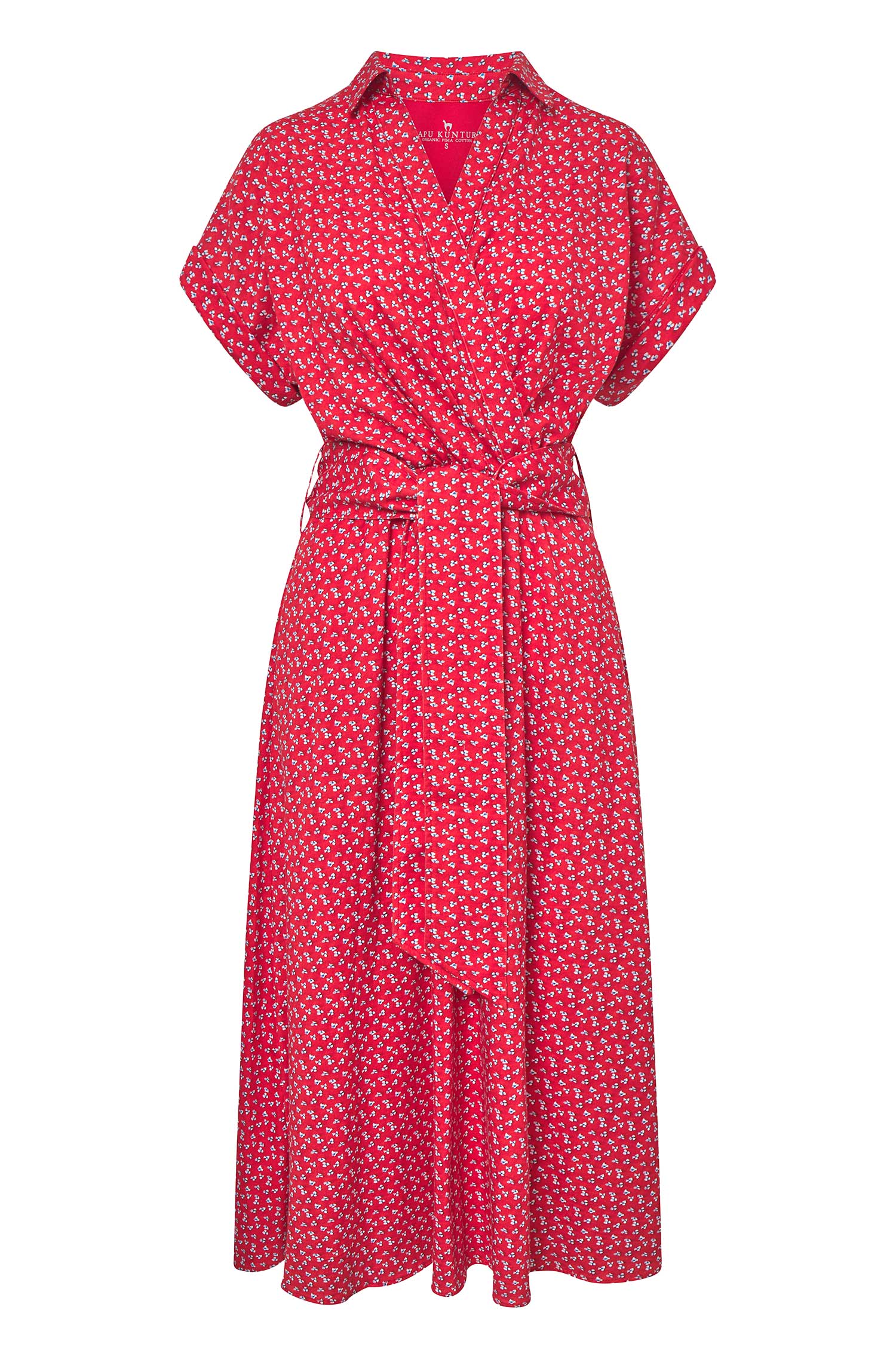 Kleid PAPERFLOWER in Wickeloptik aus Bio Pima Baumwolle-red
