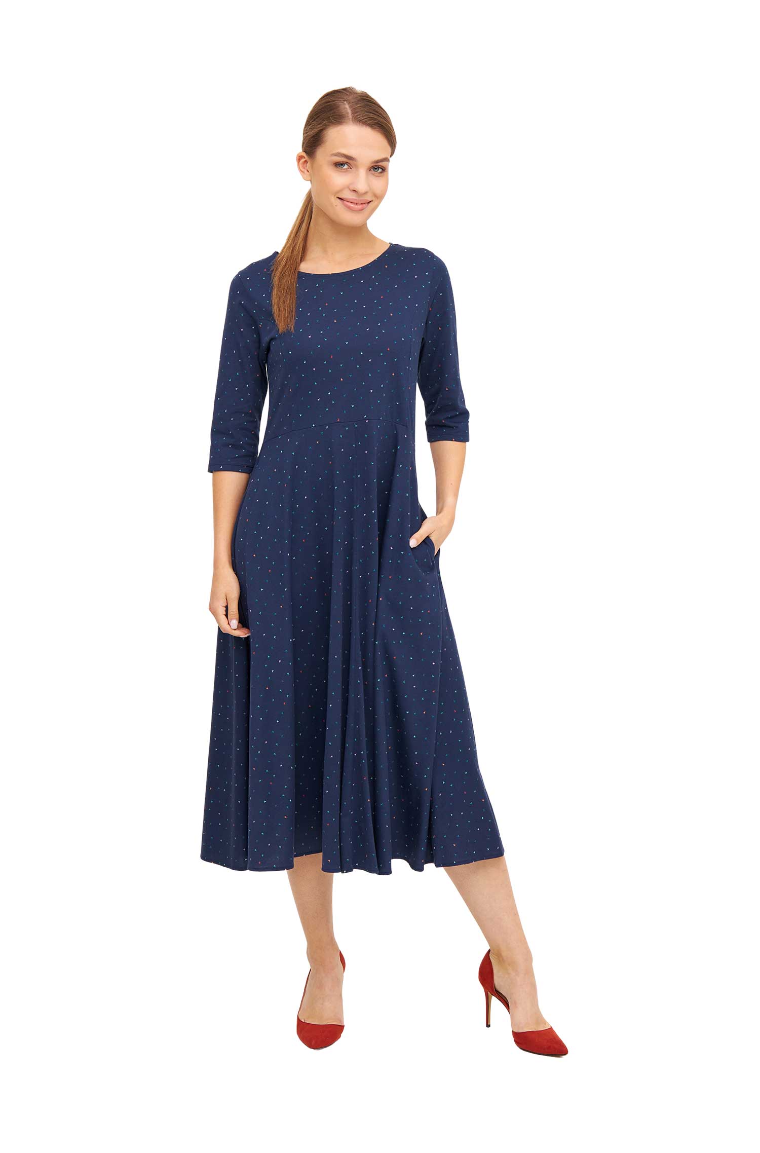 Langes Kleid ALPAQUITAS aus Bio-Pima-Baumwolle-navy