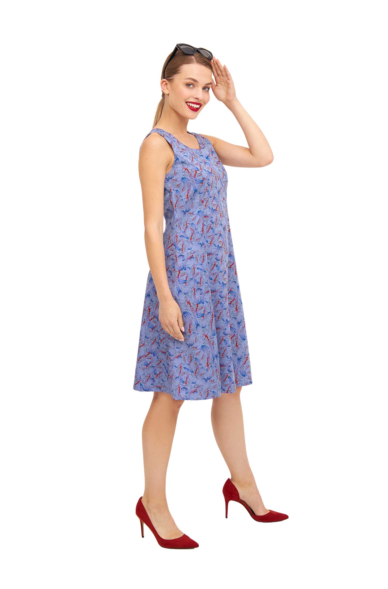 Kurzes Kleid FLYING BIRD aus Bio-Pima-Baumwolle-purple pastel