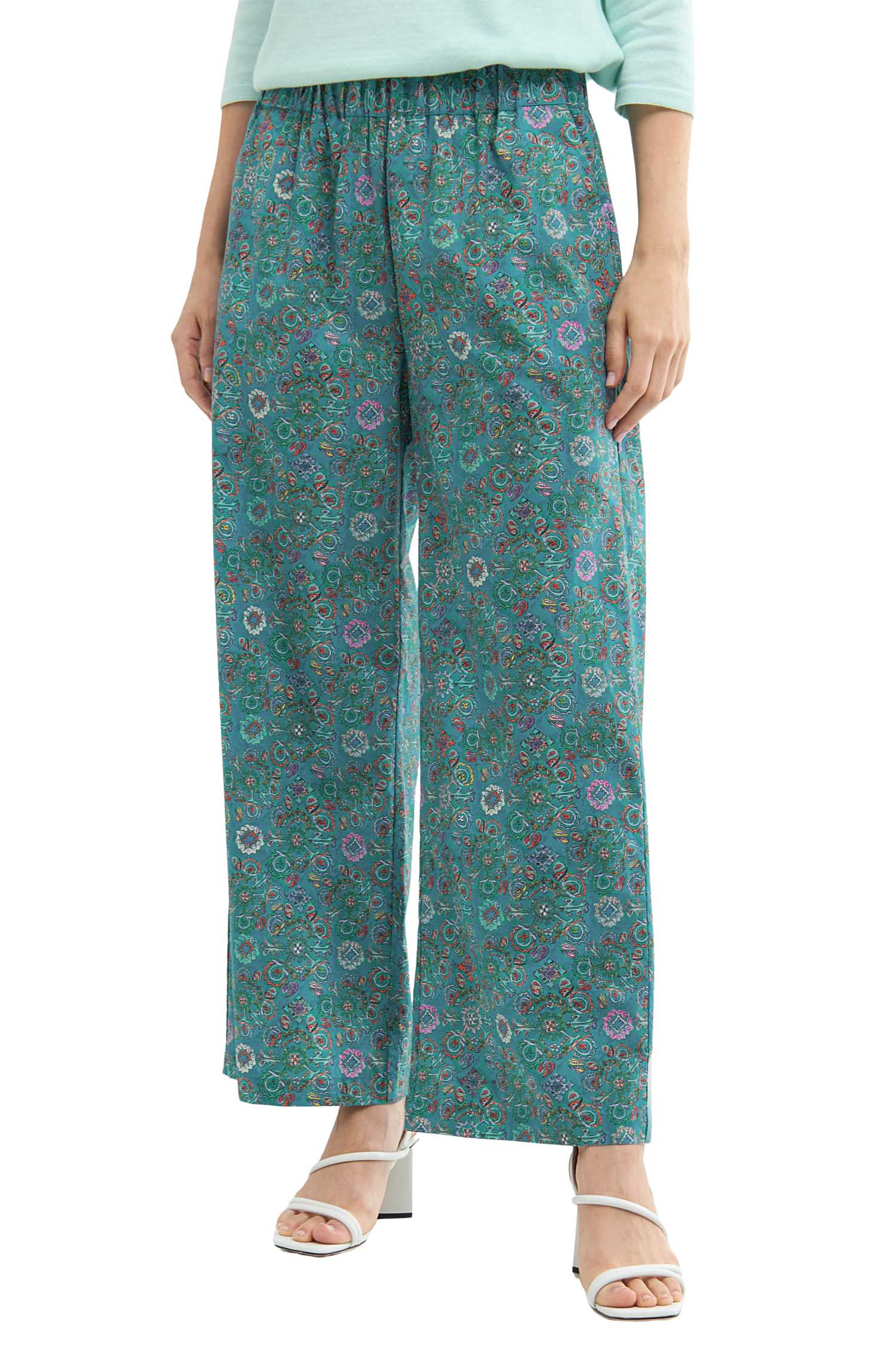 Hose FLORAL ETHNO aus Bio-Pima-Baumwolle-turquoise