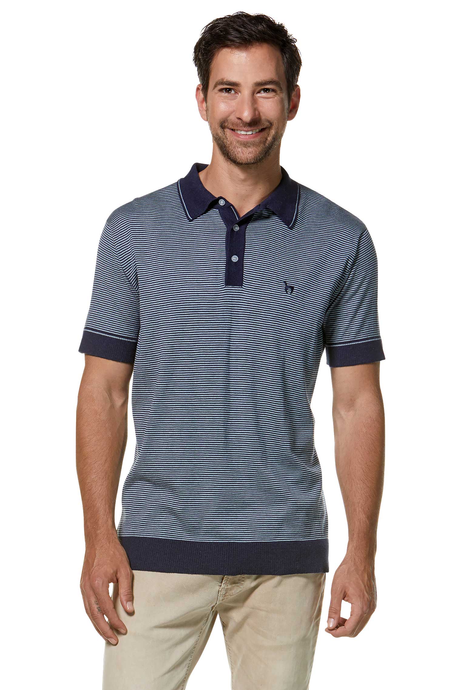 Polo Shirt DIEGO aus Royal Alpaka-Baumwoll-Mix-blau