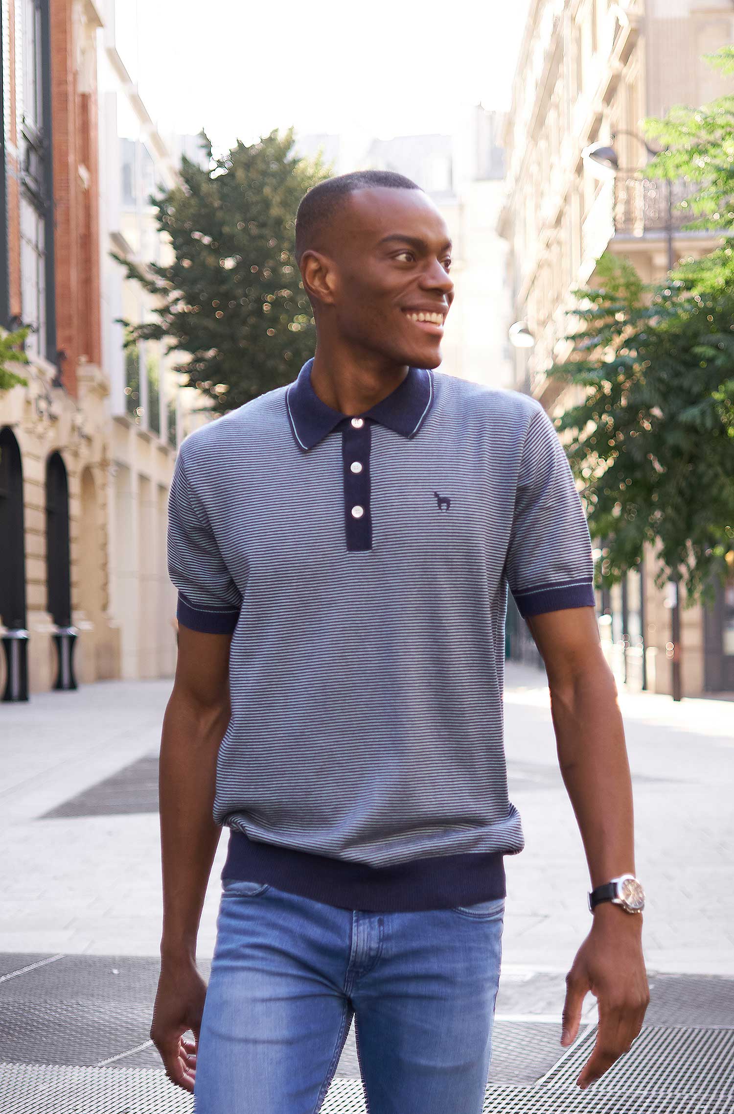 Polo Shirt DIEGO aus Royal Alpaka-Baumwoll-Mix-blau