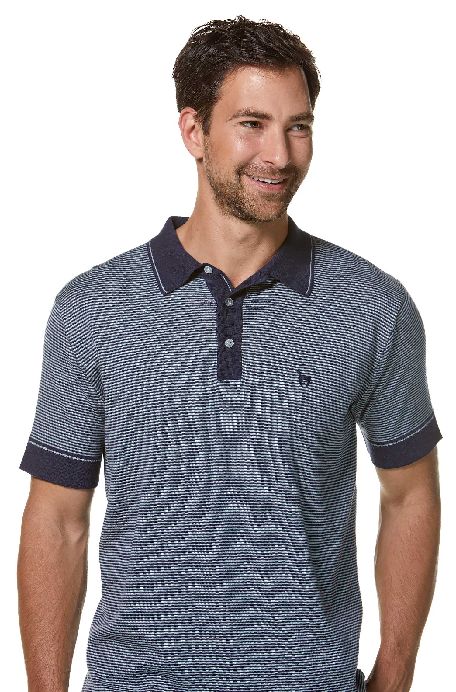 Polo Shirt DIEGO aus Royal Alpaka-Baumwoll-Mix-blau