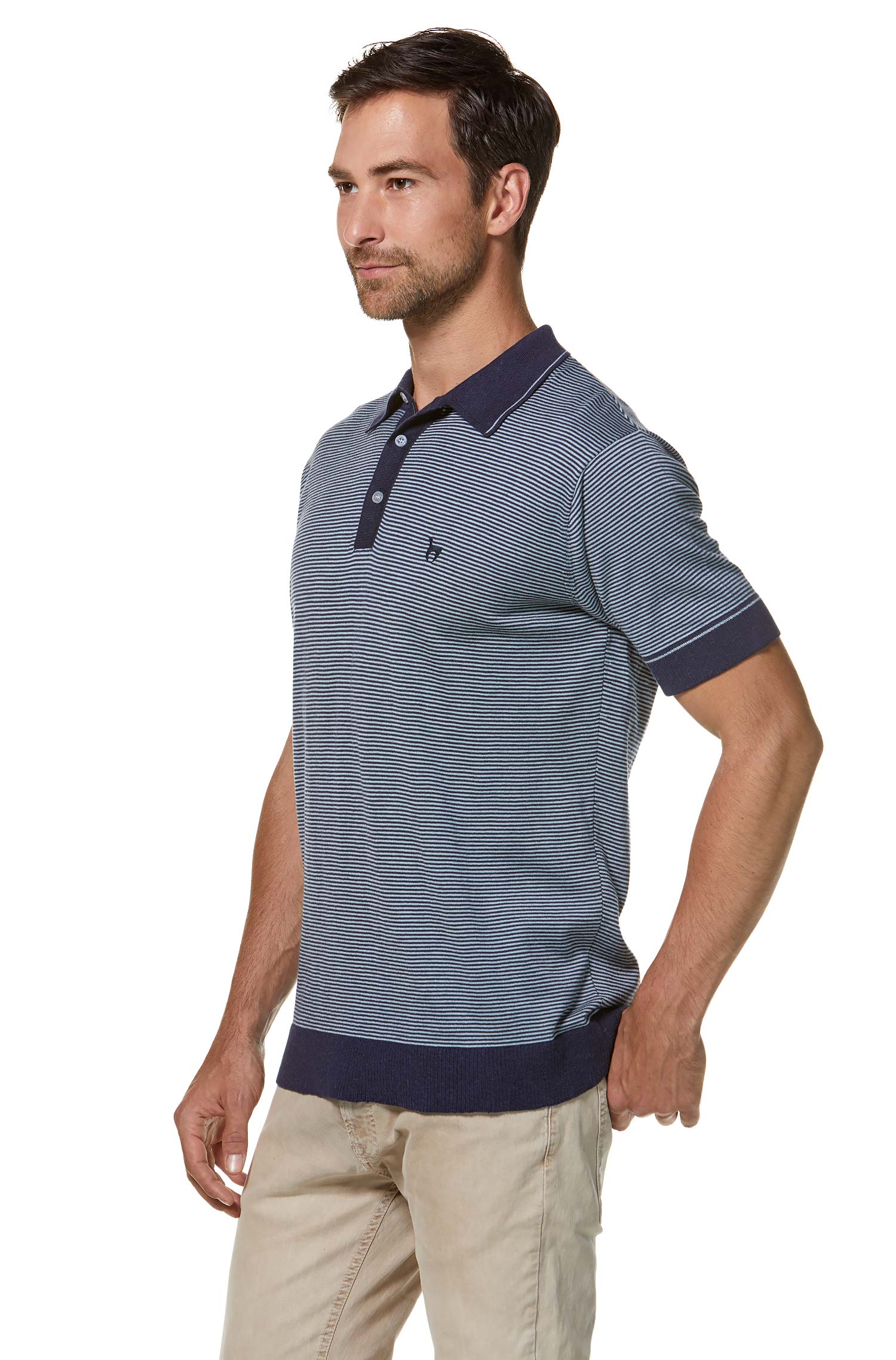 Polo Shirt DIEGO aus Royal Alpaka-Baumwoll-Mix-blau