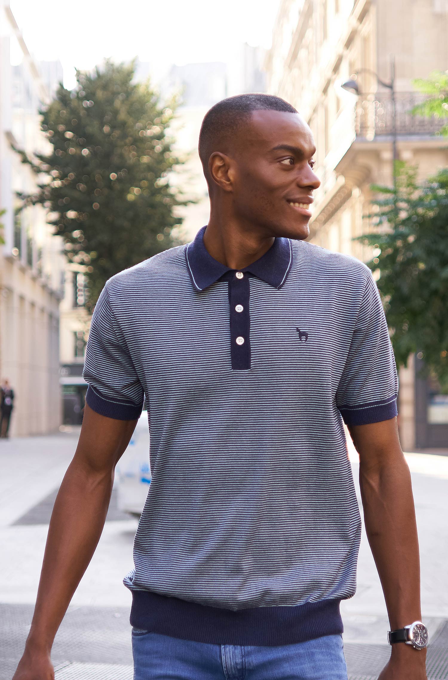 Polo Shirt DIEGO aus Royal Alpaka-Baumwoll-Mix-blau