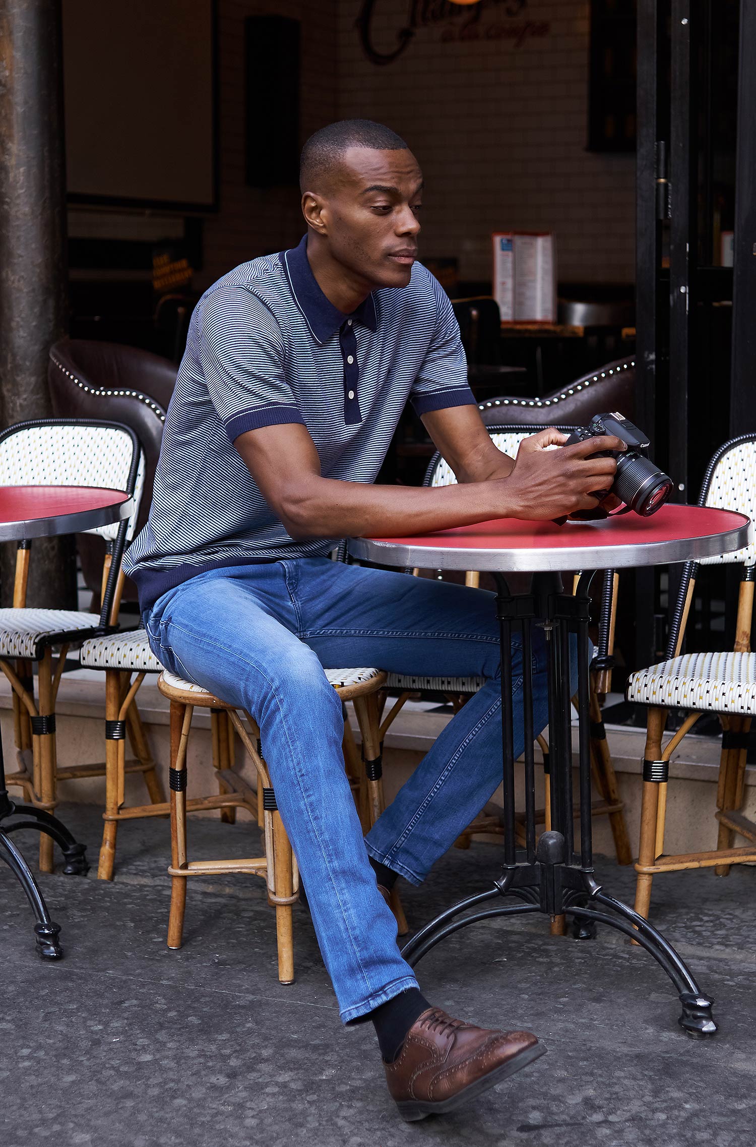 Polo Shirt DIEGO aus Royal Alpaka-Baumwoll-Mix-blau