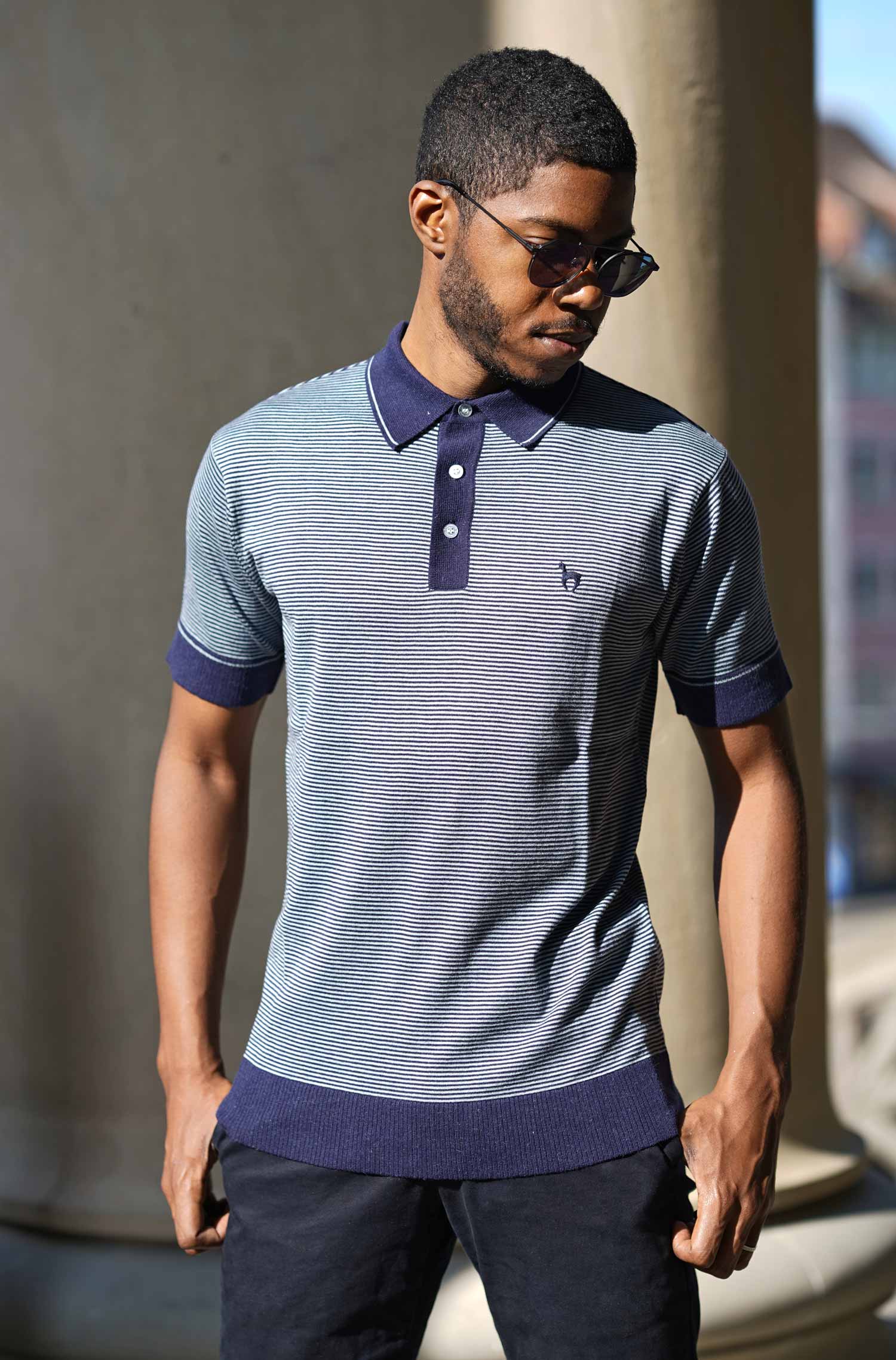 Polo Shirt DIEGO aus Royal Alpaka-Baumwoll-Mix-blau