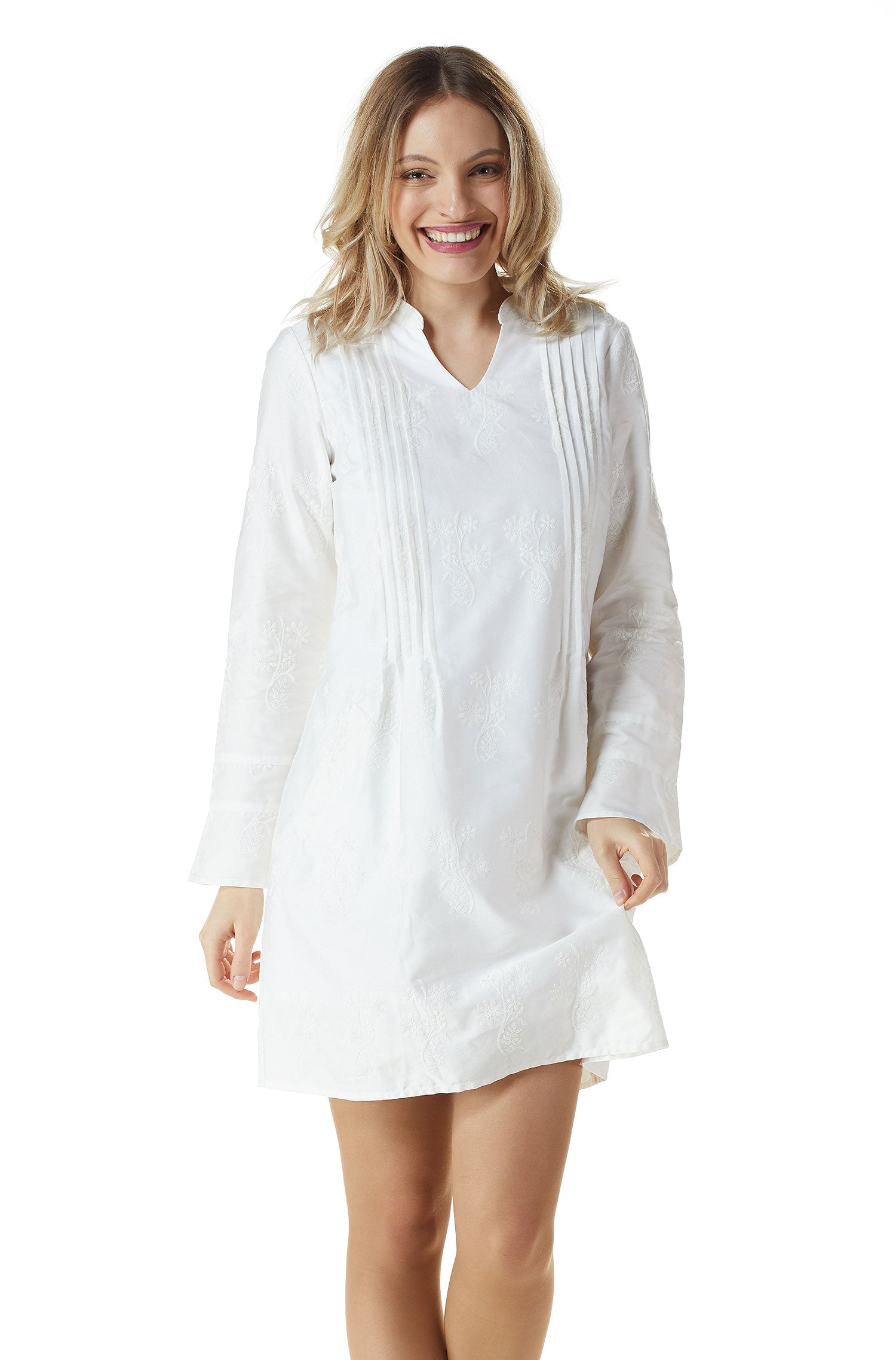 Kleid FABIANA aus 100% Bio Pima Baumwolle-weiss