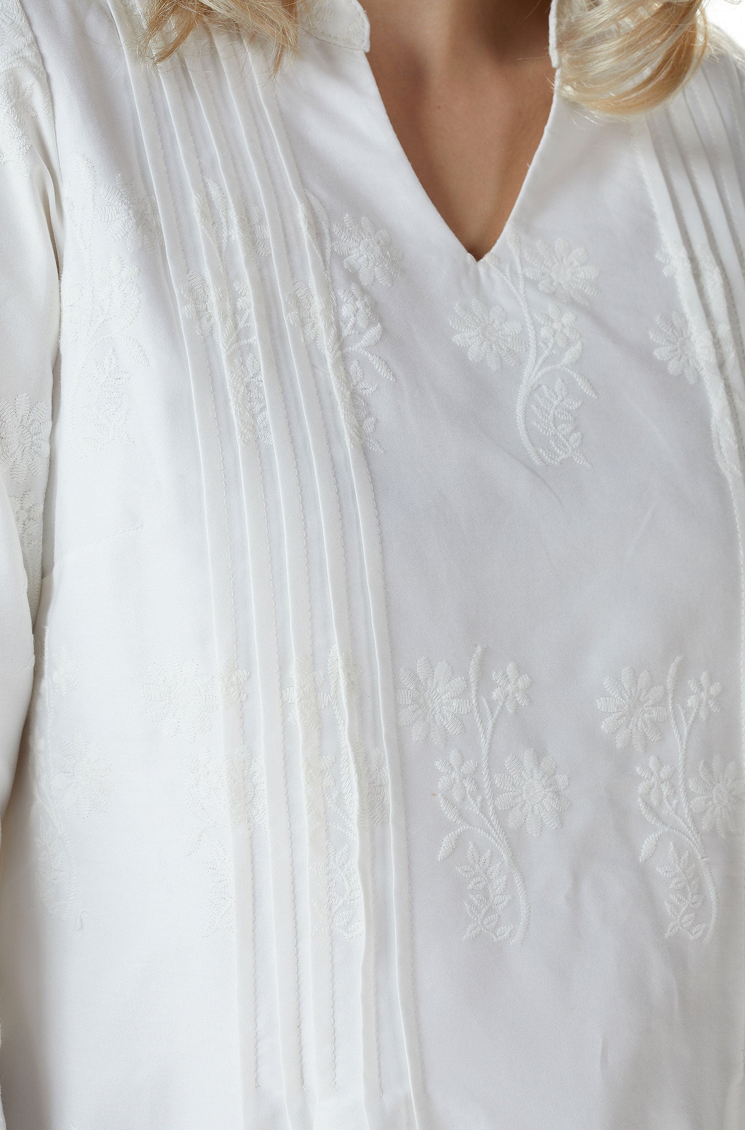 Kleid FABIANA aus 100% Bio Pima Baumwolle-weiss