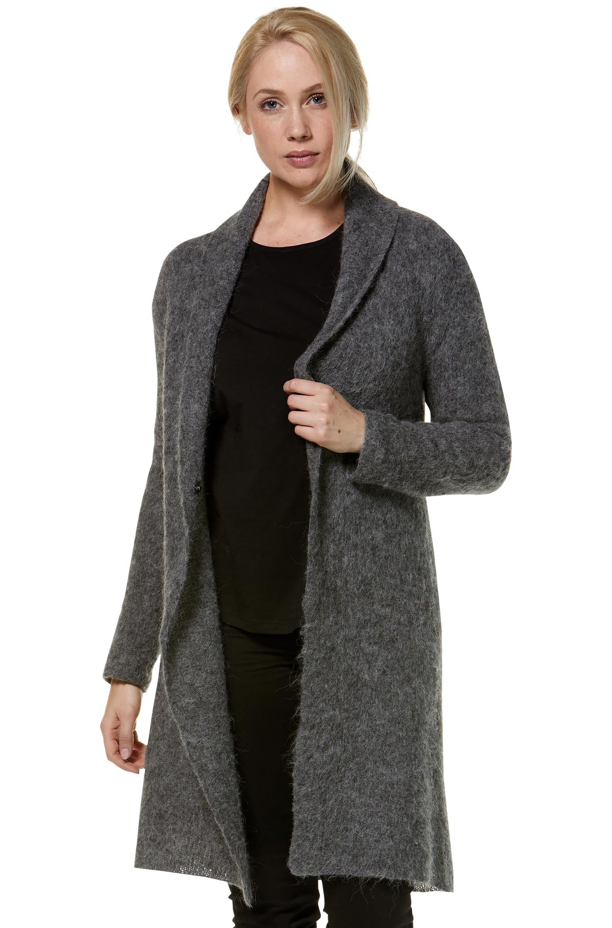 Alpaka Strickjacke PAULINA-anthrazit