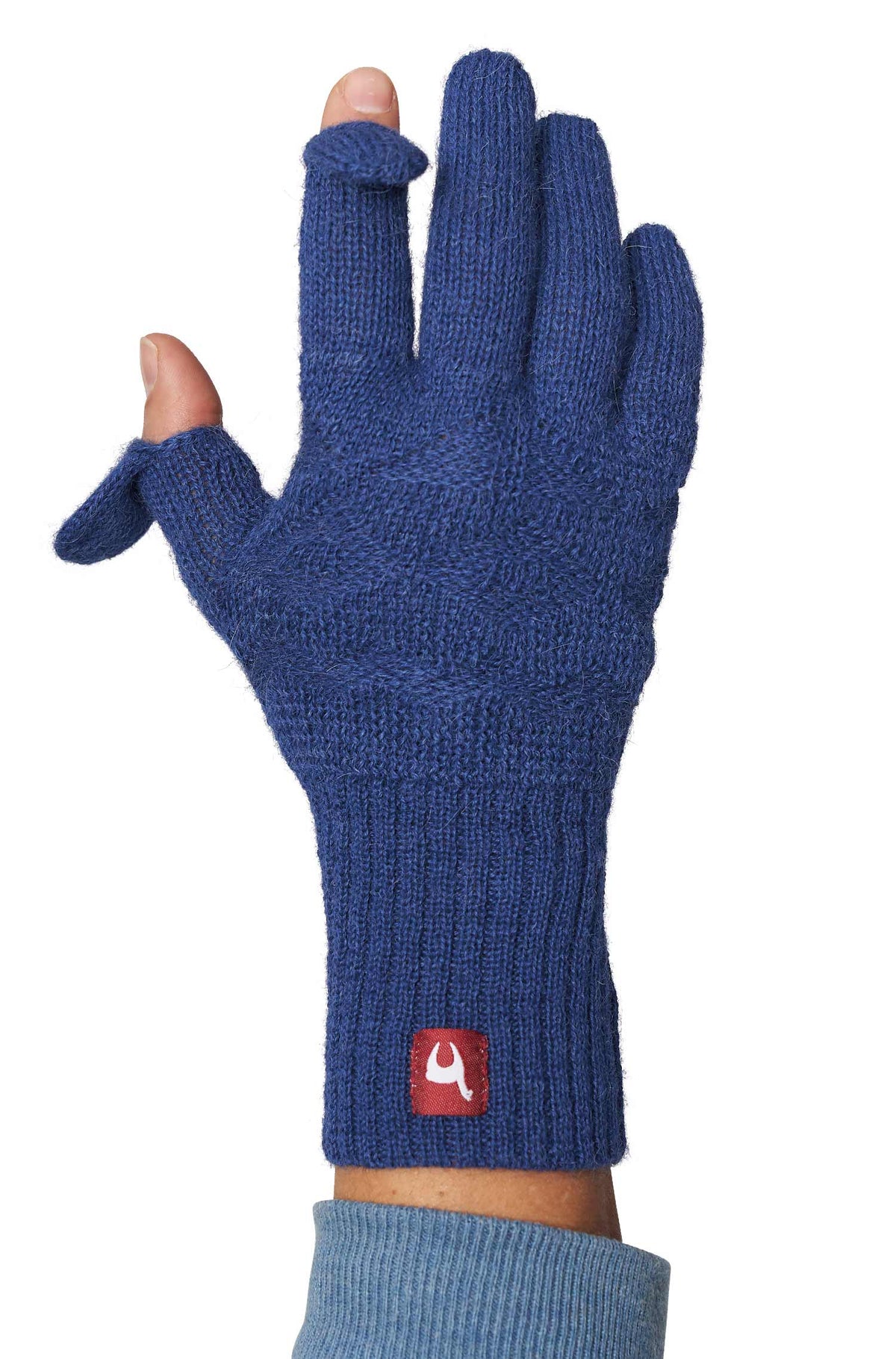 Alpaka Fingerhandschuhe MUJAL aus 100% Baby Alpaka-blau