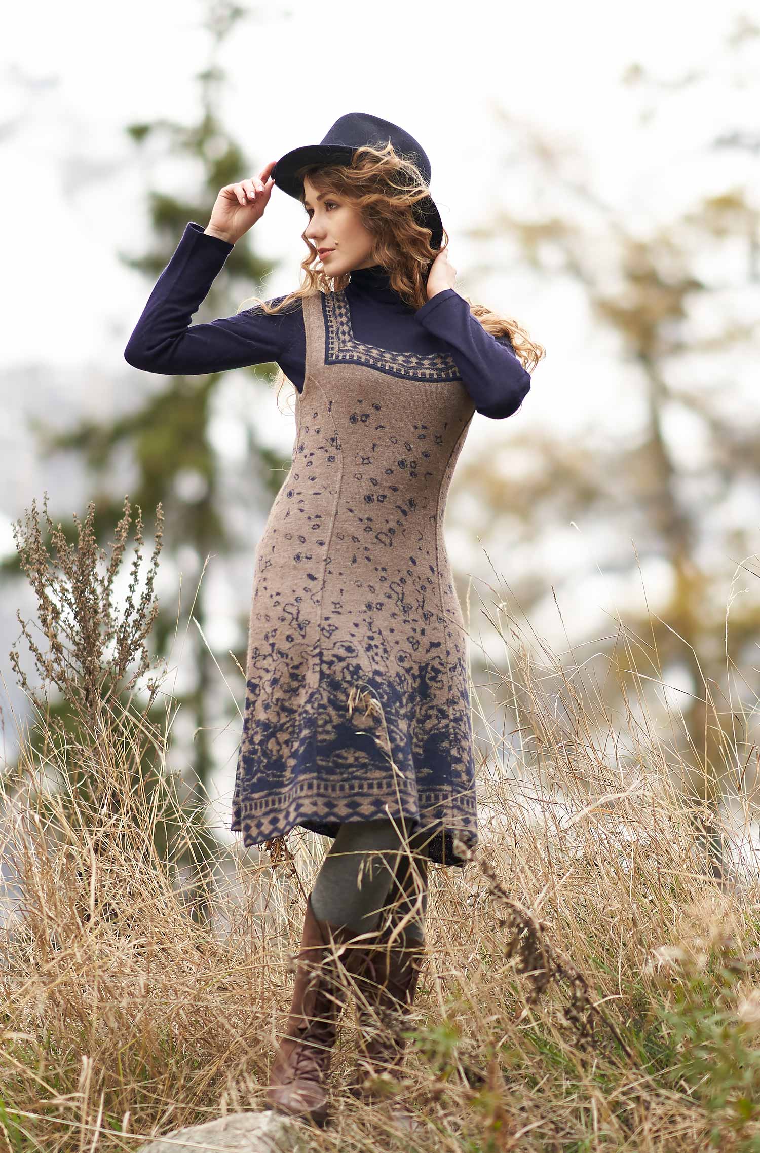 Kleid MAHALA aus 100% Baby Alpaka-multi