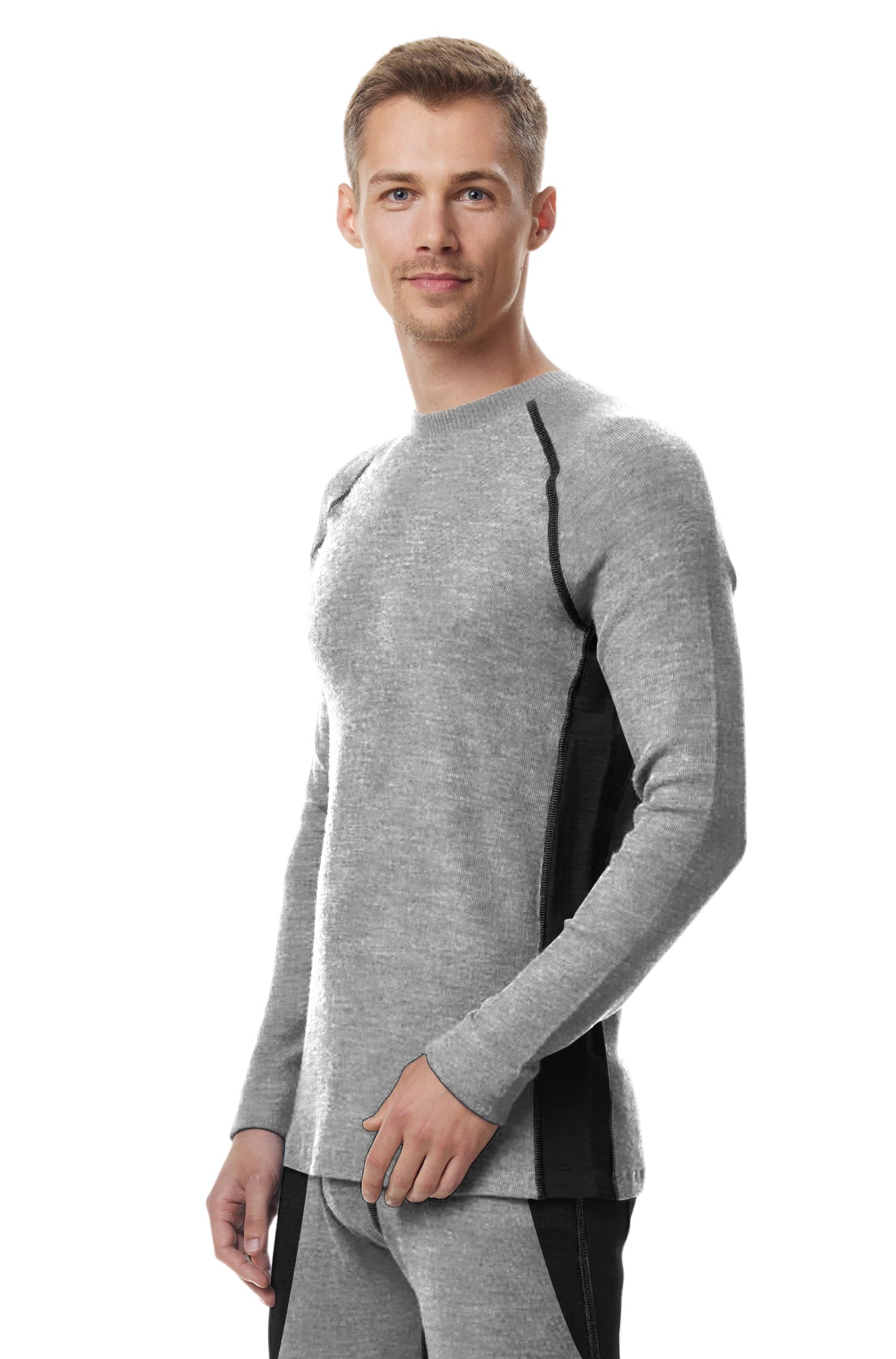 Thermo-Langarm-Shirt ST. MORITZ für Herren mit Alpaka-Mix-grau