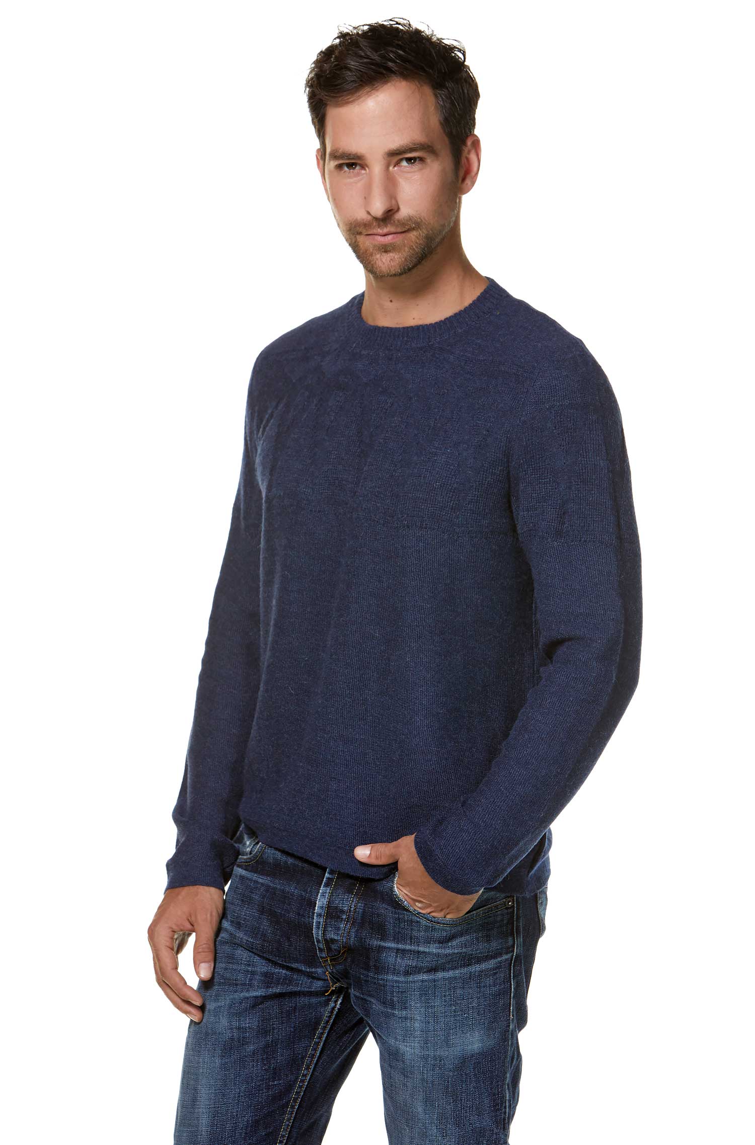 Alpaka Pullover HUGO aus 100% Baby Alpaka-blau
