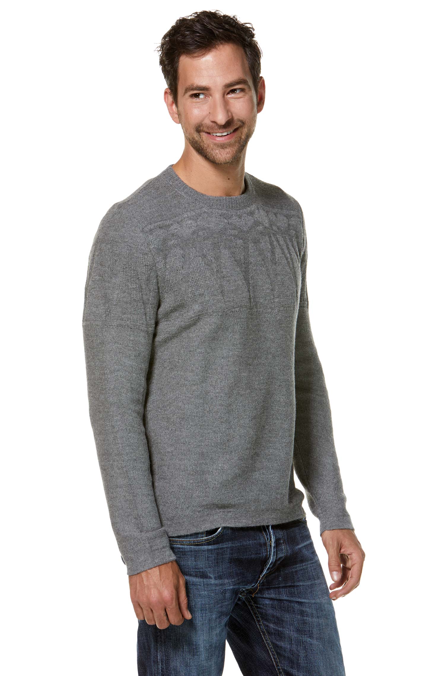 Alpaka Pullover HUGO aus 100% Baby Alpaka-grau