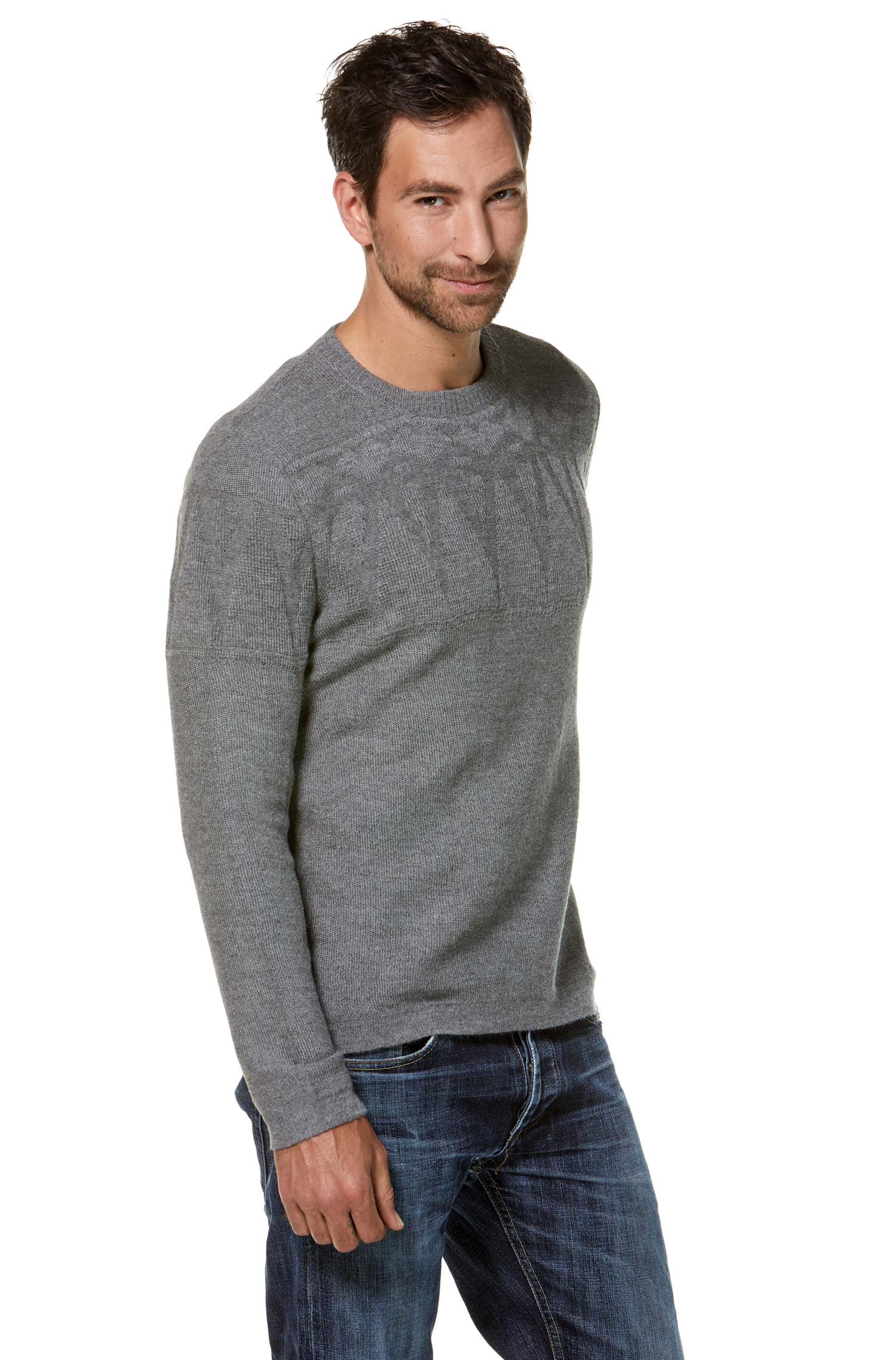 Alpaka Pullover HUGO aus 100% Baby Alpaka-grau