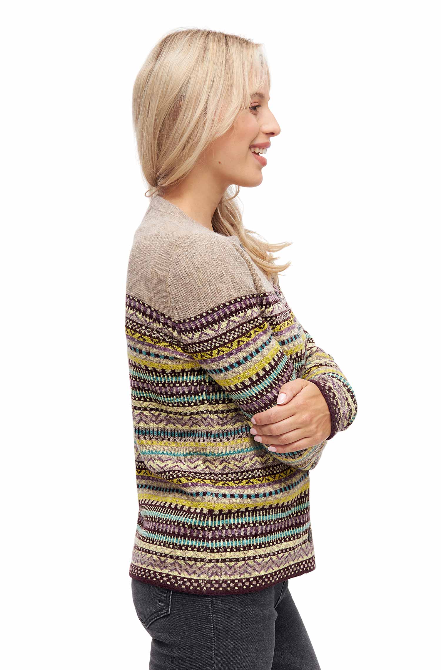 Alpaka Cardigan DILAYA aus 100% Baby Alpaka-sand