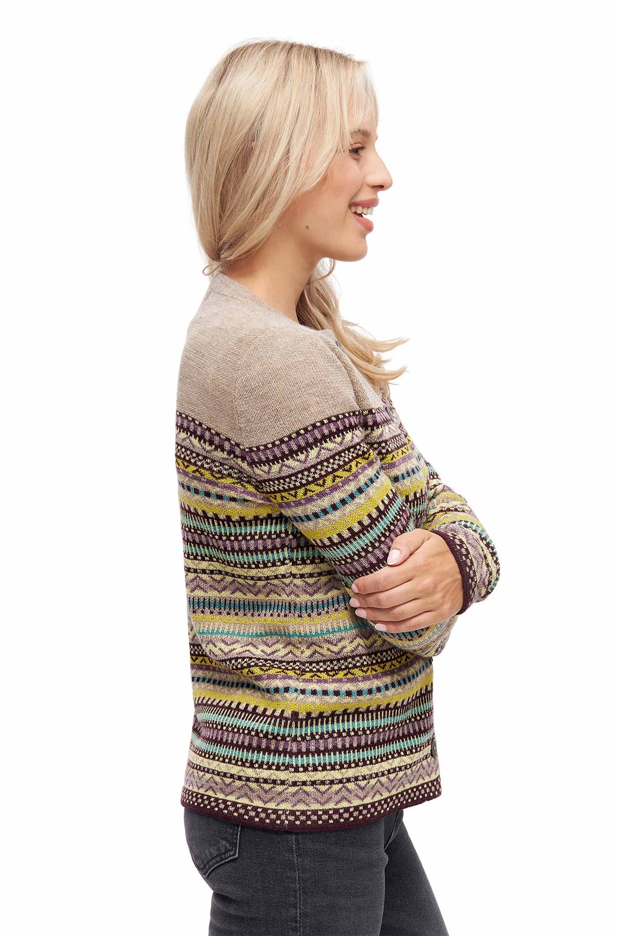 Alpaka Cardigan DILAYA aus 100% Baby Alpaka-sand