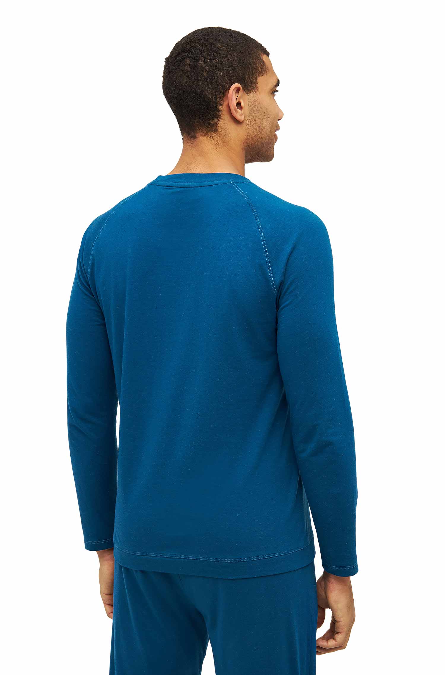 Alpaka Pyjama Herren Oberteil DREAMLINE aus Alpaka-Baumwoll-Mix-midnight blue