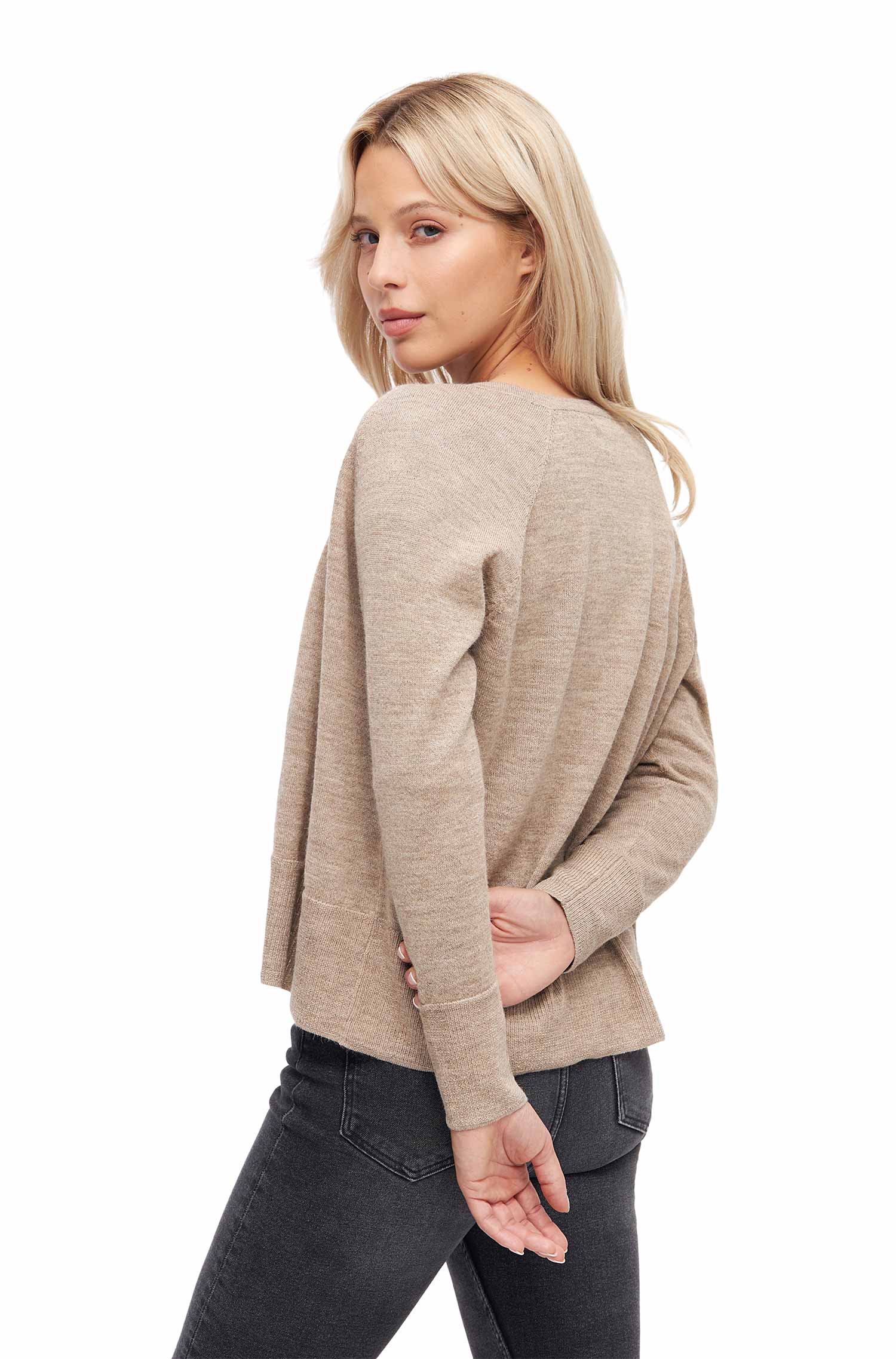 Cardigan ALINA aus Baby-Alpaka-Baumwoll-Mix-beige