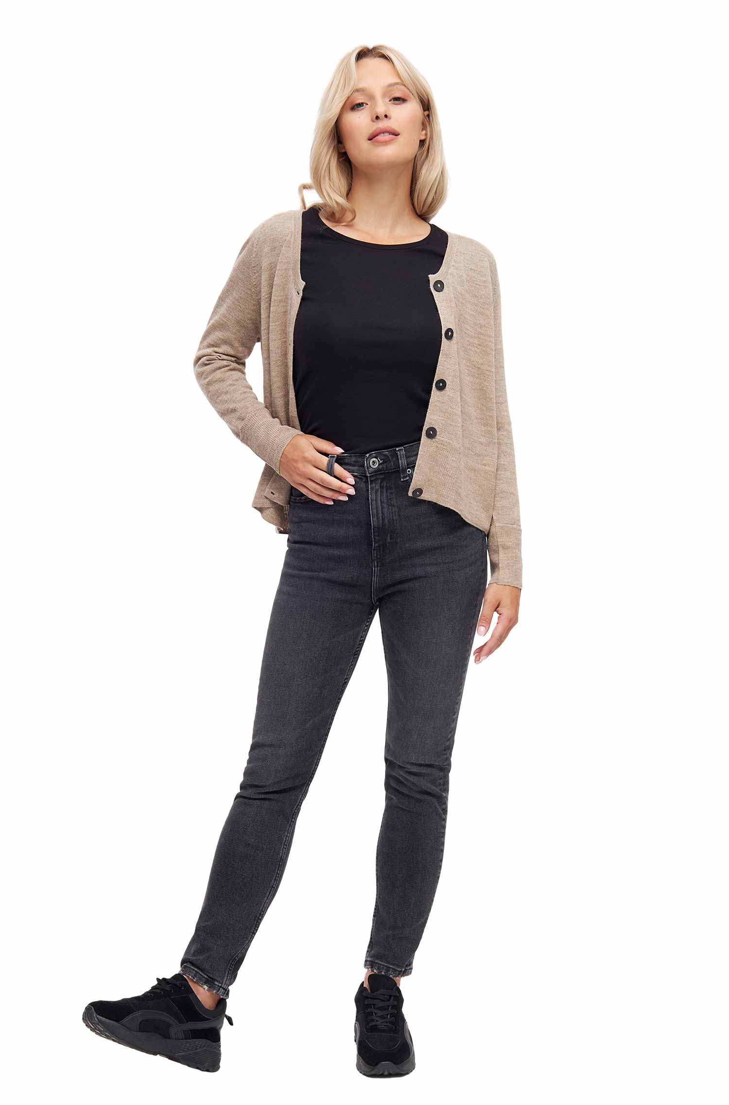 Cardigan ALINA aus Baby-Alpaka-Baumwoll-Mix-beige