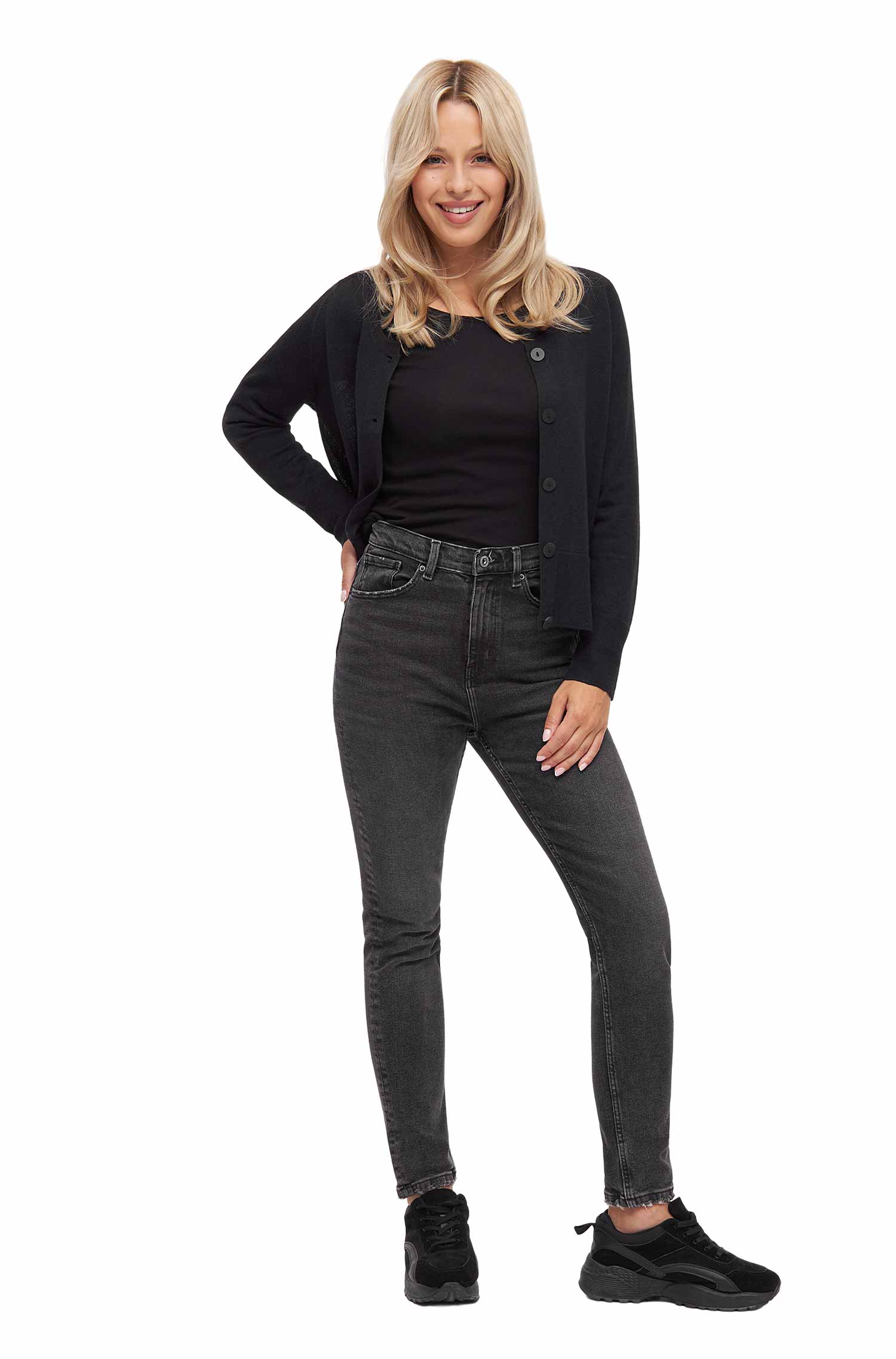 Cardigan ALINA aus Baby-Alpaka-Baumwoll-Mix-schwarz